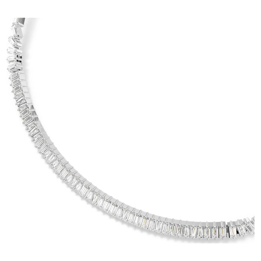 Swarovski Matrix necklace Baguette cut, White, Rhodium plated