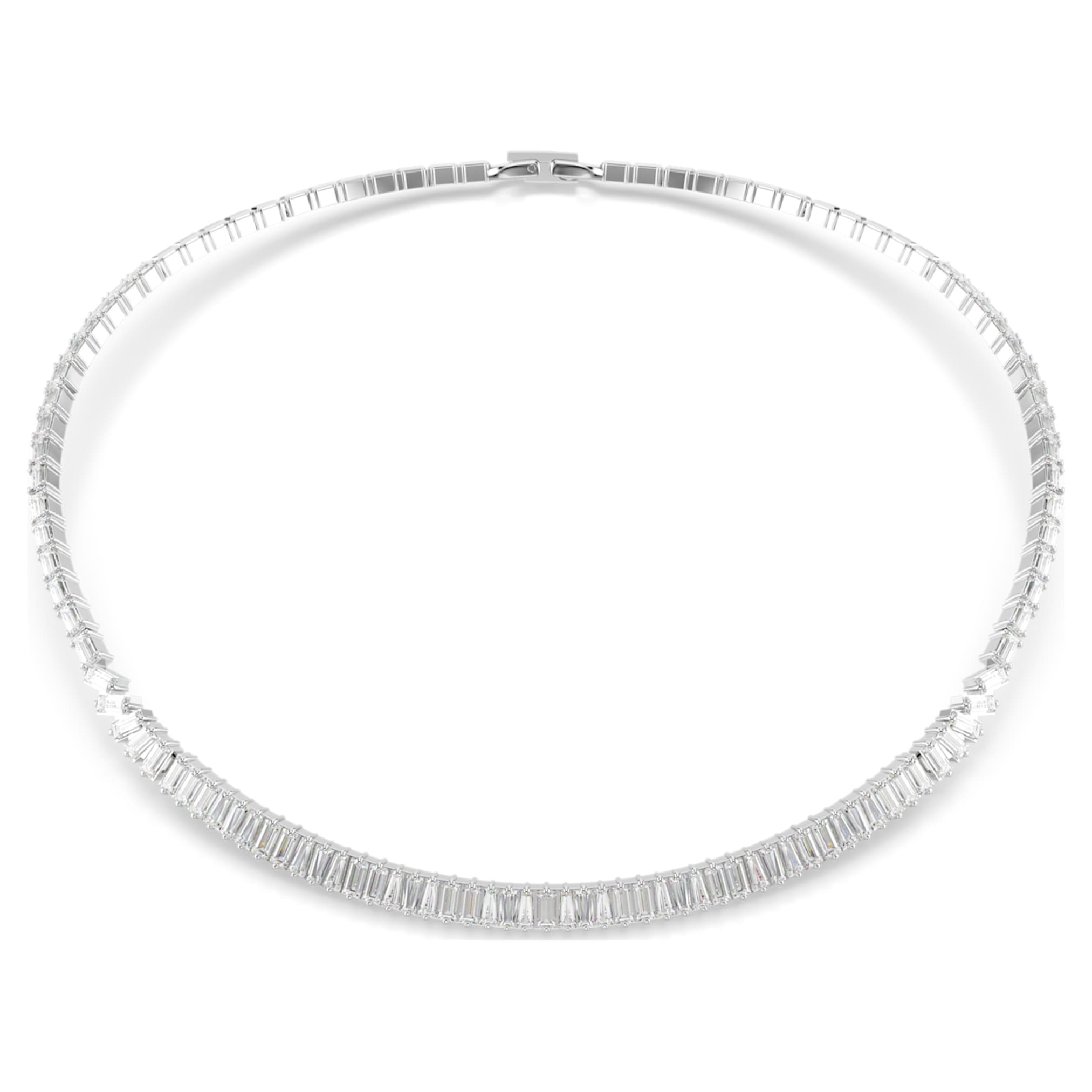Swarovski Matrix necklace Baguette cut, White, Rhodium plated
