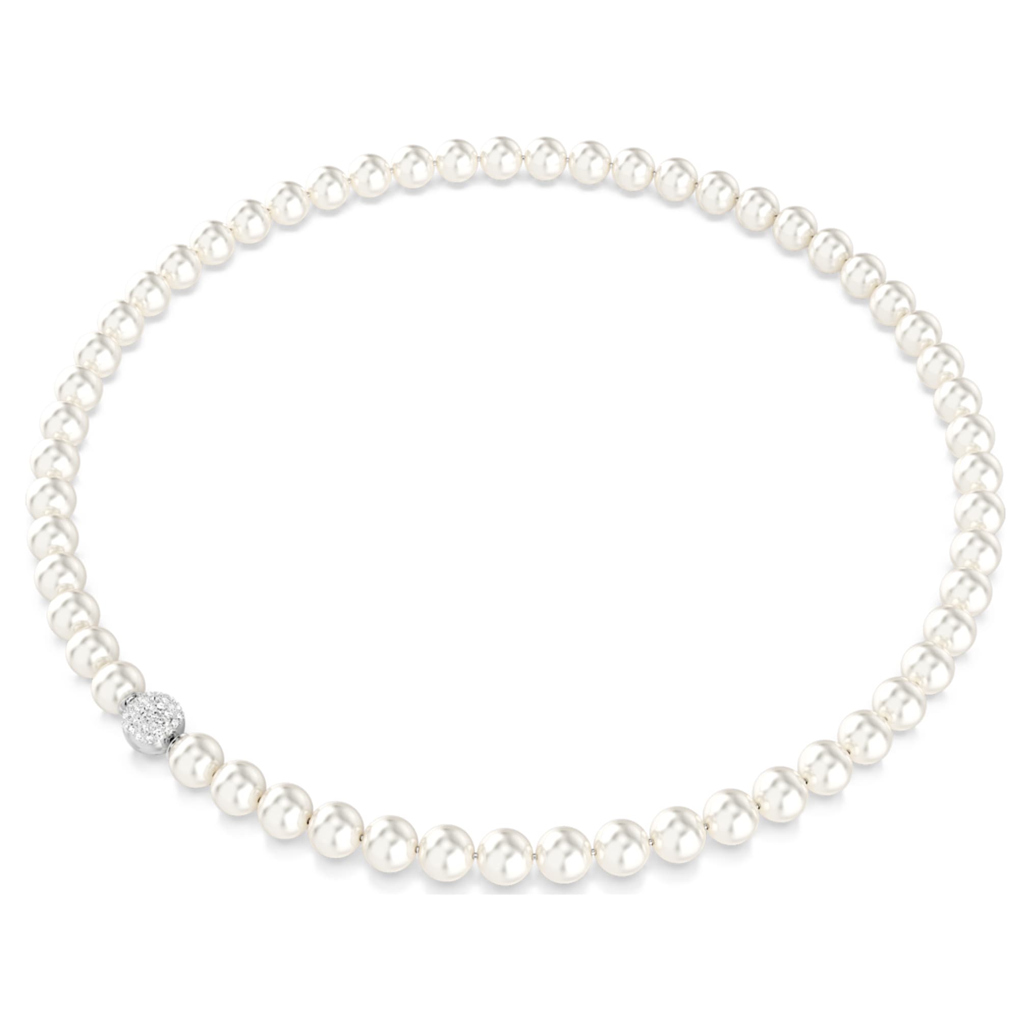 Swarovski Matrix necklace Crystal pearl, White, Rhodium plated