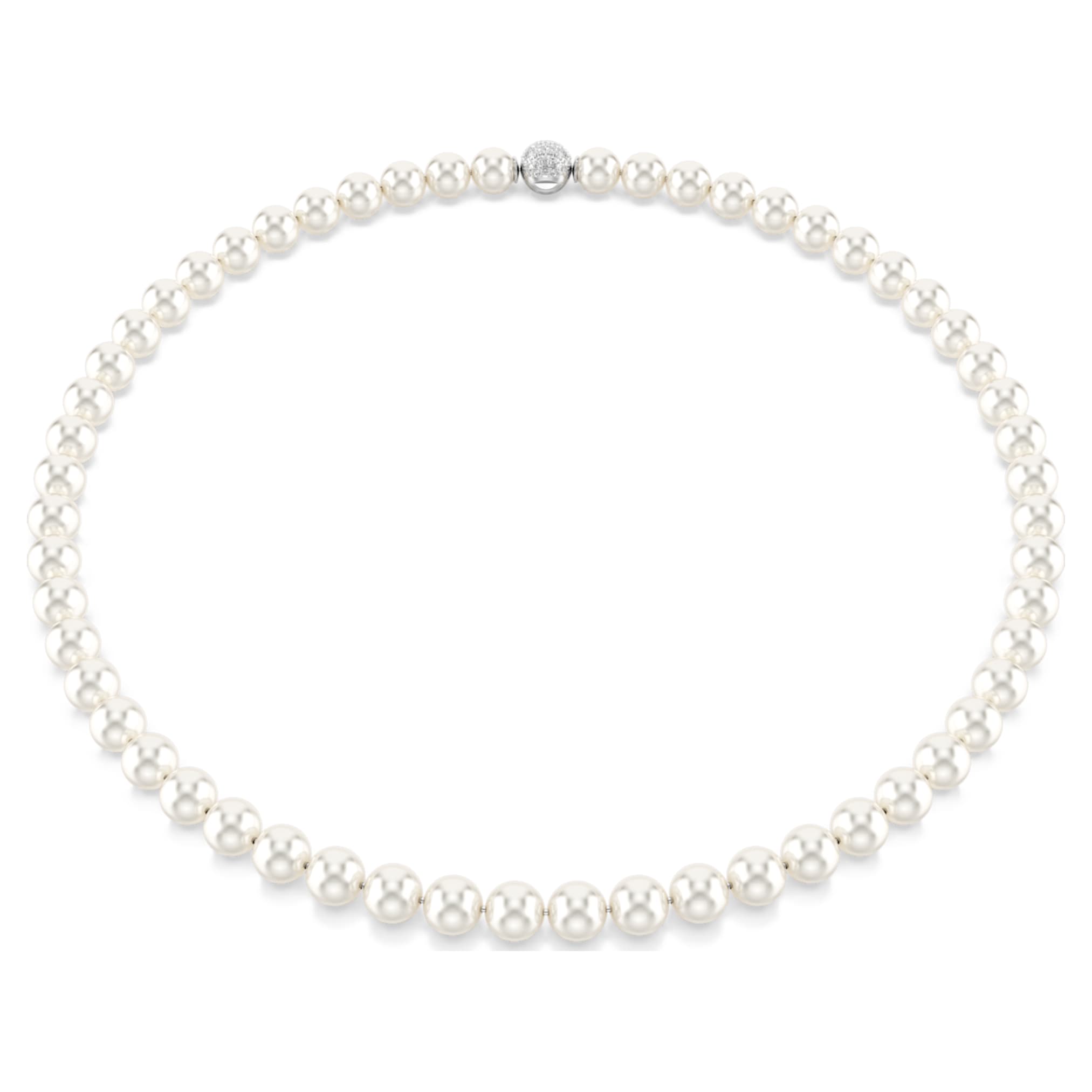 Swarovski Matrix necklace Crystal pearl, White, Rhodium plated