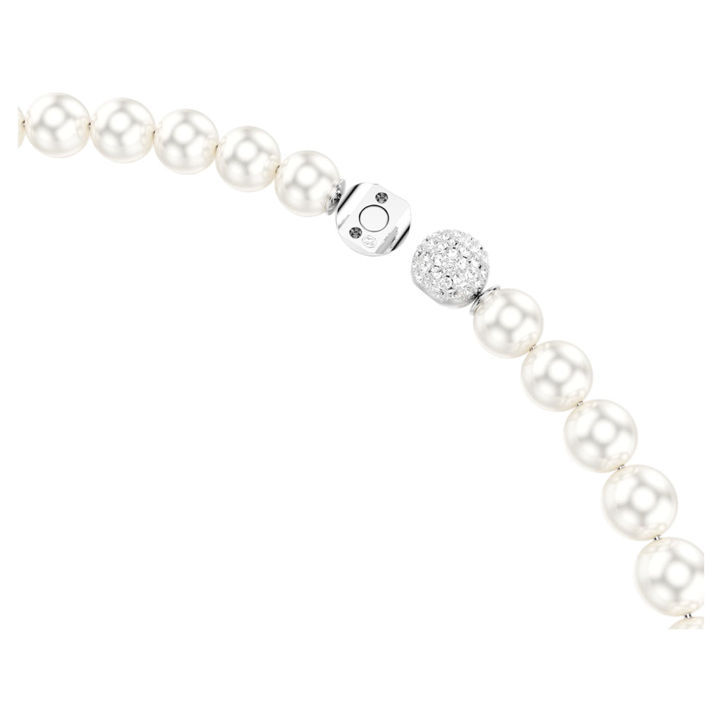 Swarovski Matrix necklace Crystal pearl, White, Rhodium plated