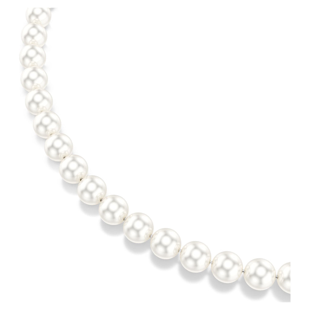 Swarovski Matrix necklace Crystal pearl, White, Rhodium plated