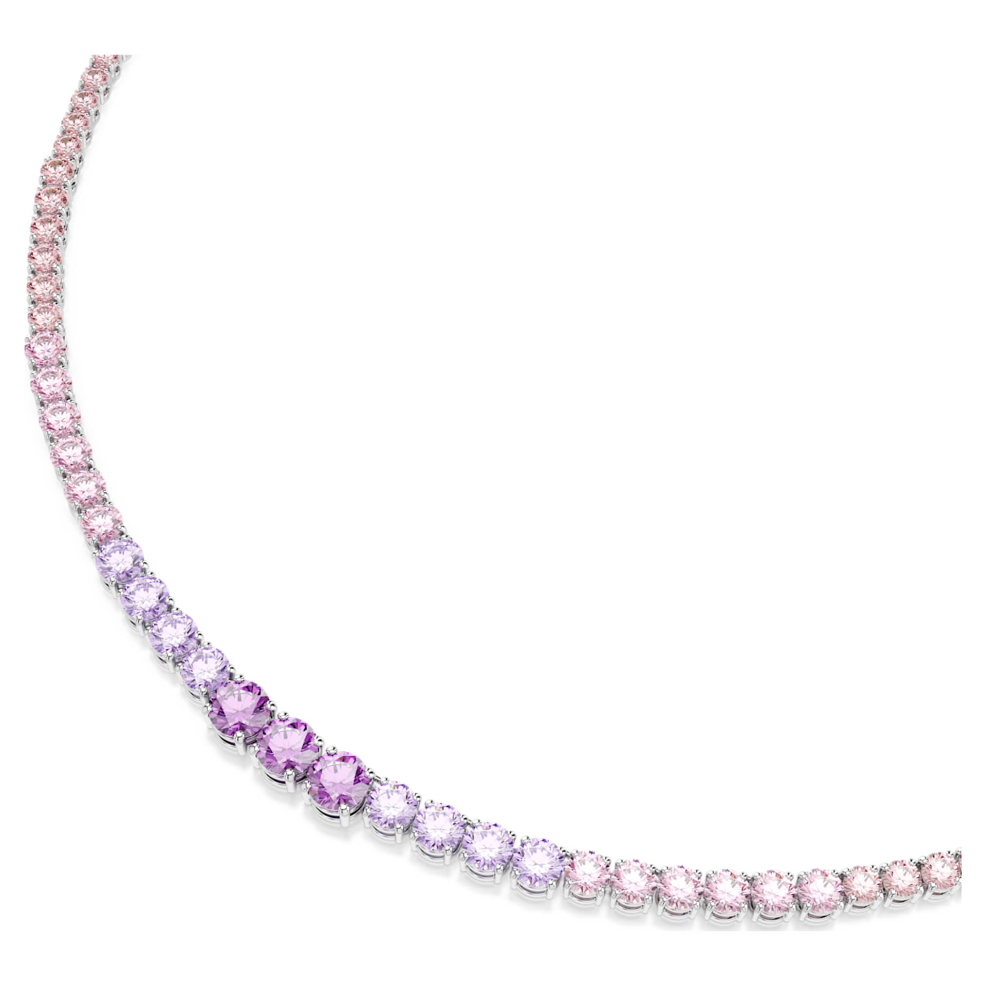 Swarovski Matrix necklace Gradient of round cuts, Multicolored, Rhodium plated