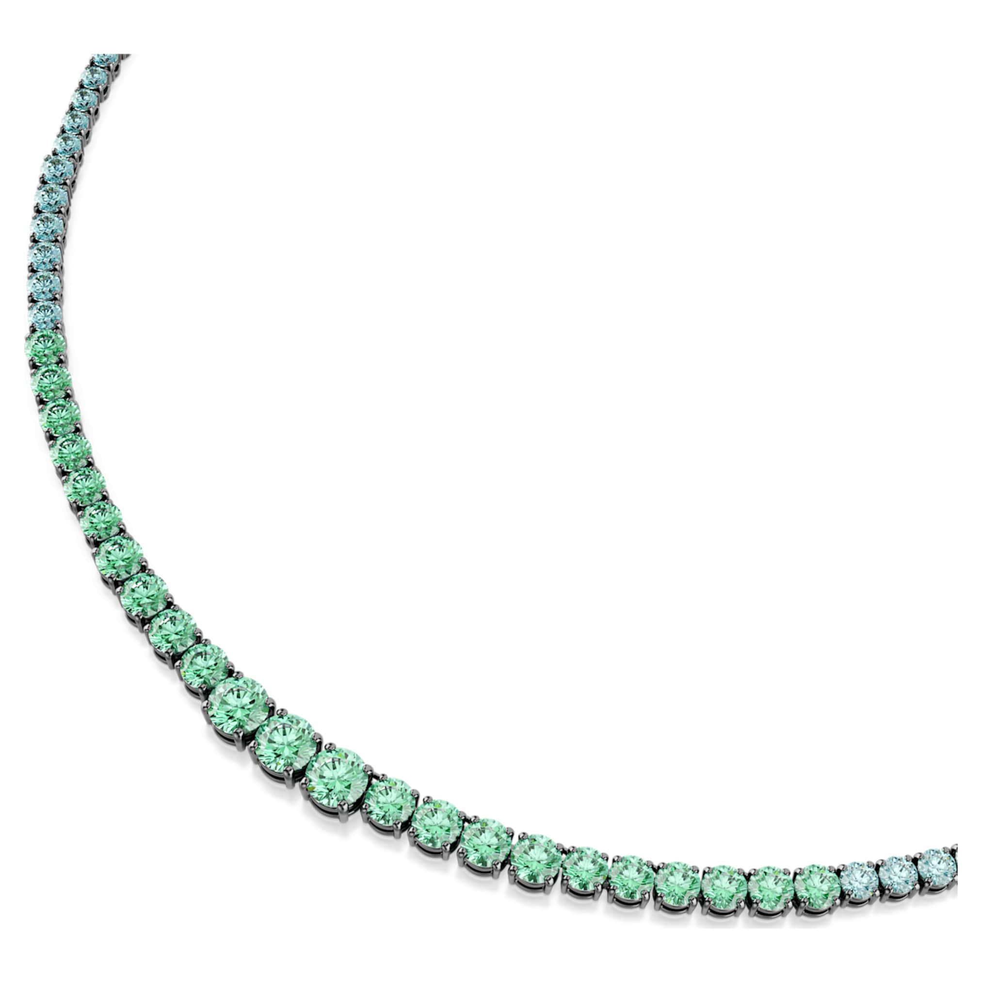 Swarovski Matrix necklace Gradient of round cuts, Multicolored, Ruthenium plated