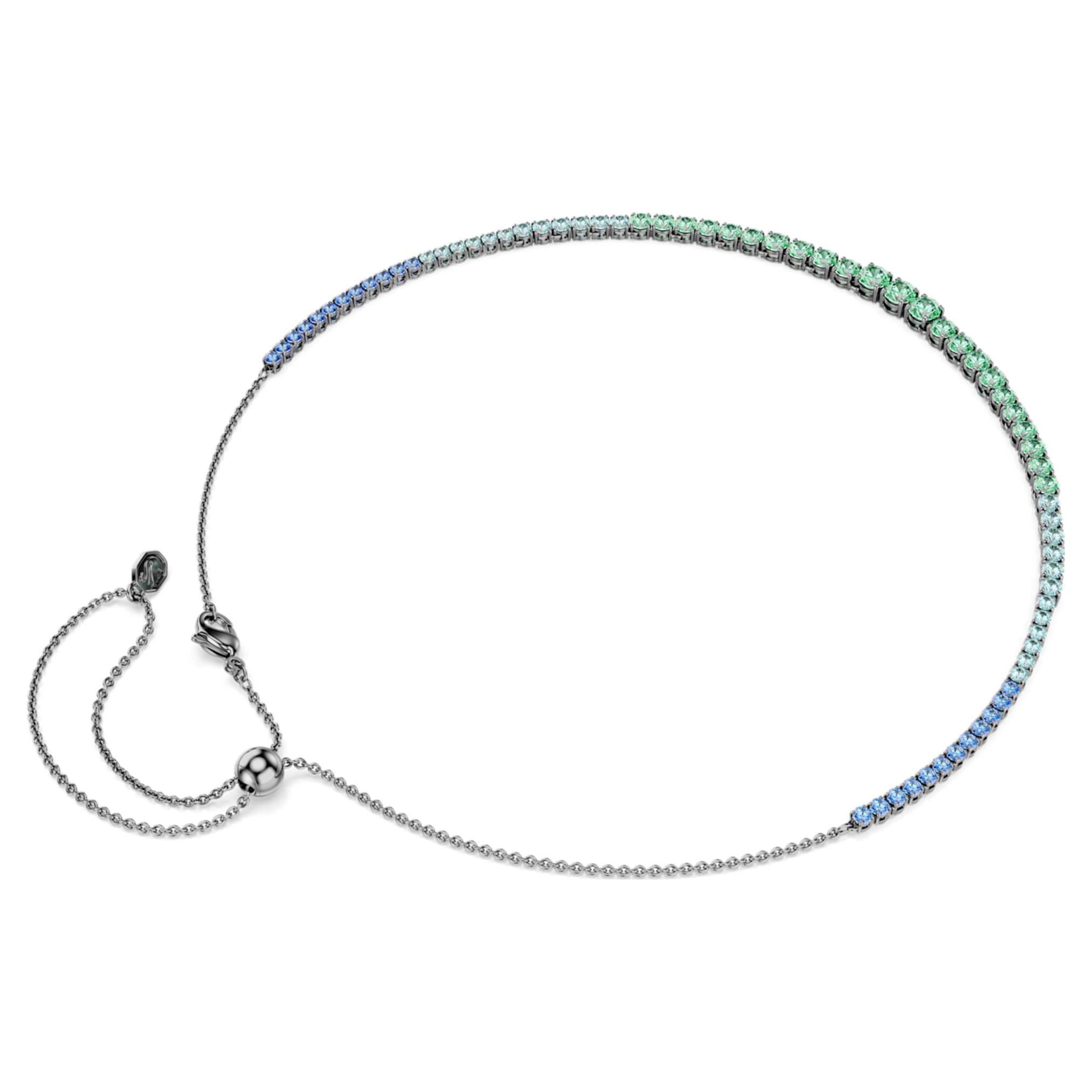 Swarovski Matrix necklace Gradient of round cuts, Multicolored, Ruthenium plated