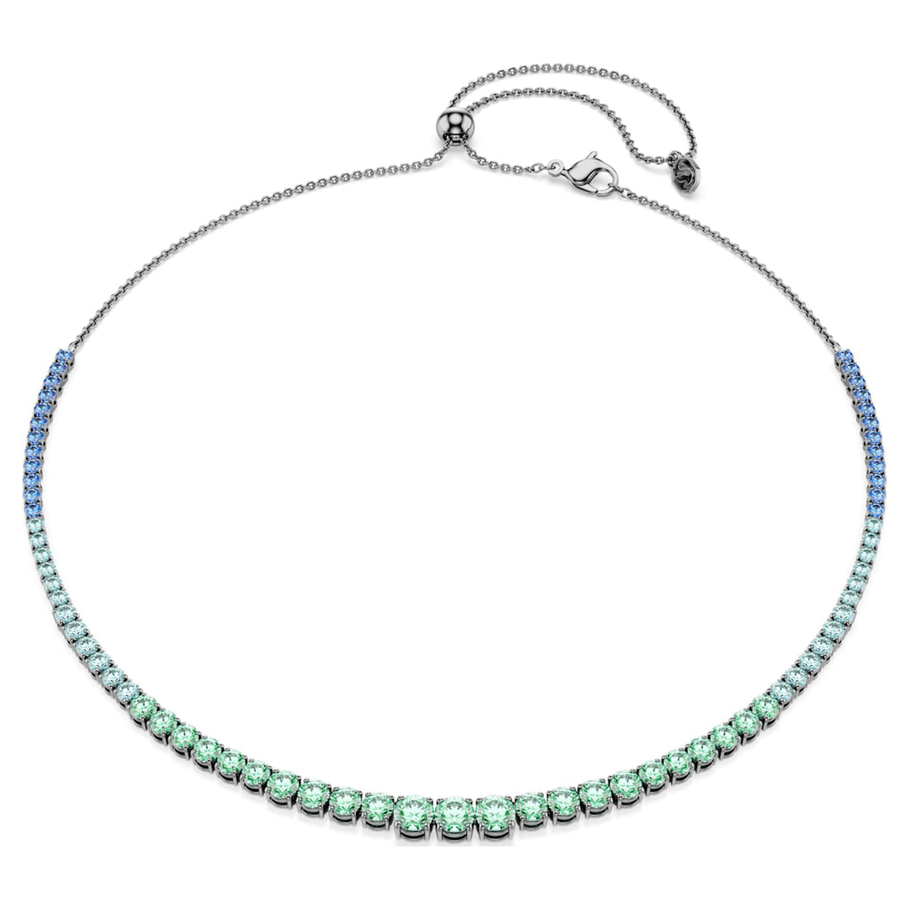 Swarovski Matrix necklace Gradient of round cuts, Multicolored, Ruthenium plated
