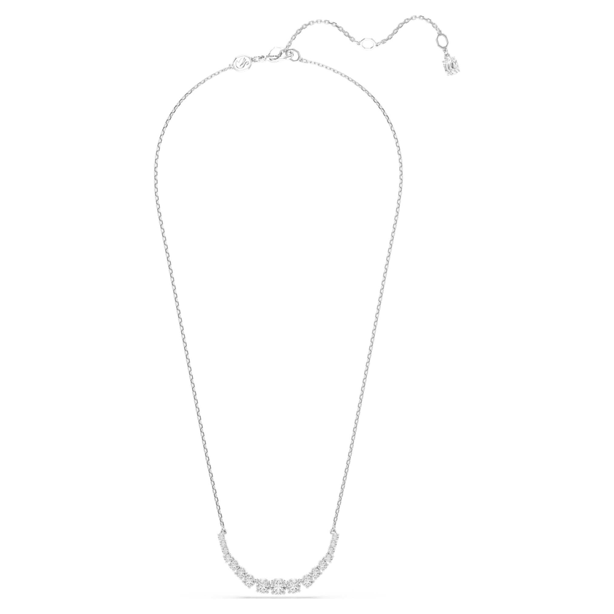 Swarovski Matrix necklace Gradient of round cuts, White, Rhodium plated