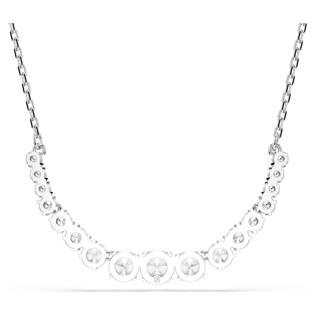 Swarovski Matrix necklace Gradient of round cuts, White, Rhodium plated
