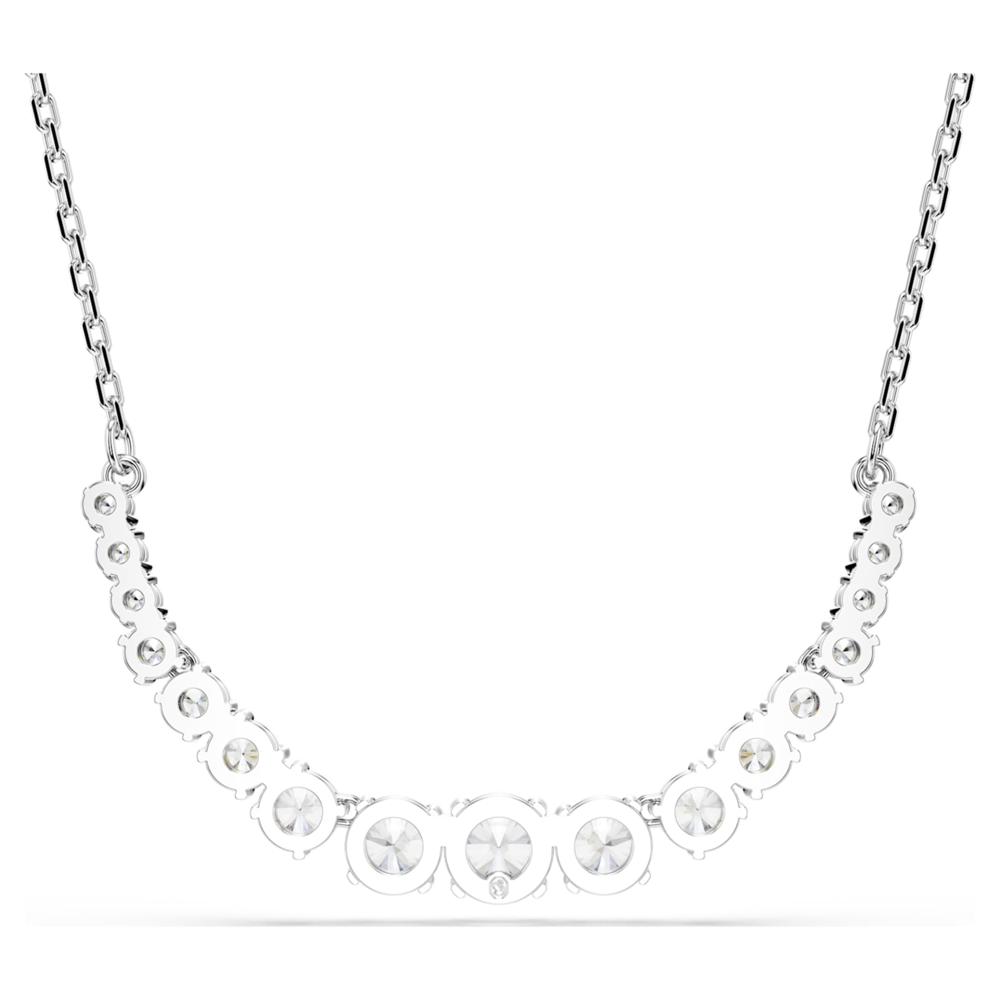 Swarovski Matrix necklace Gradient of round cuts, White, Rhodium plated