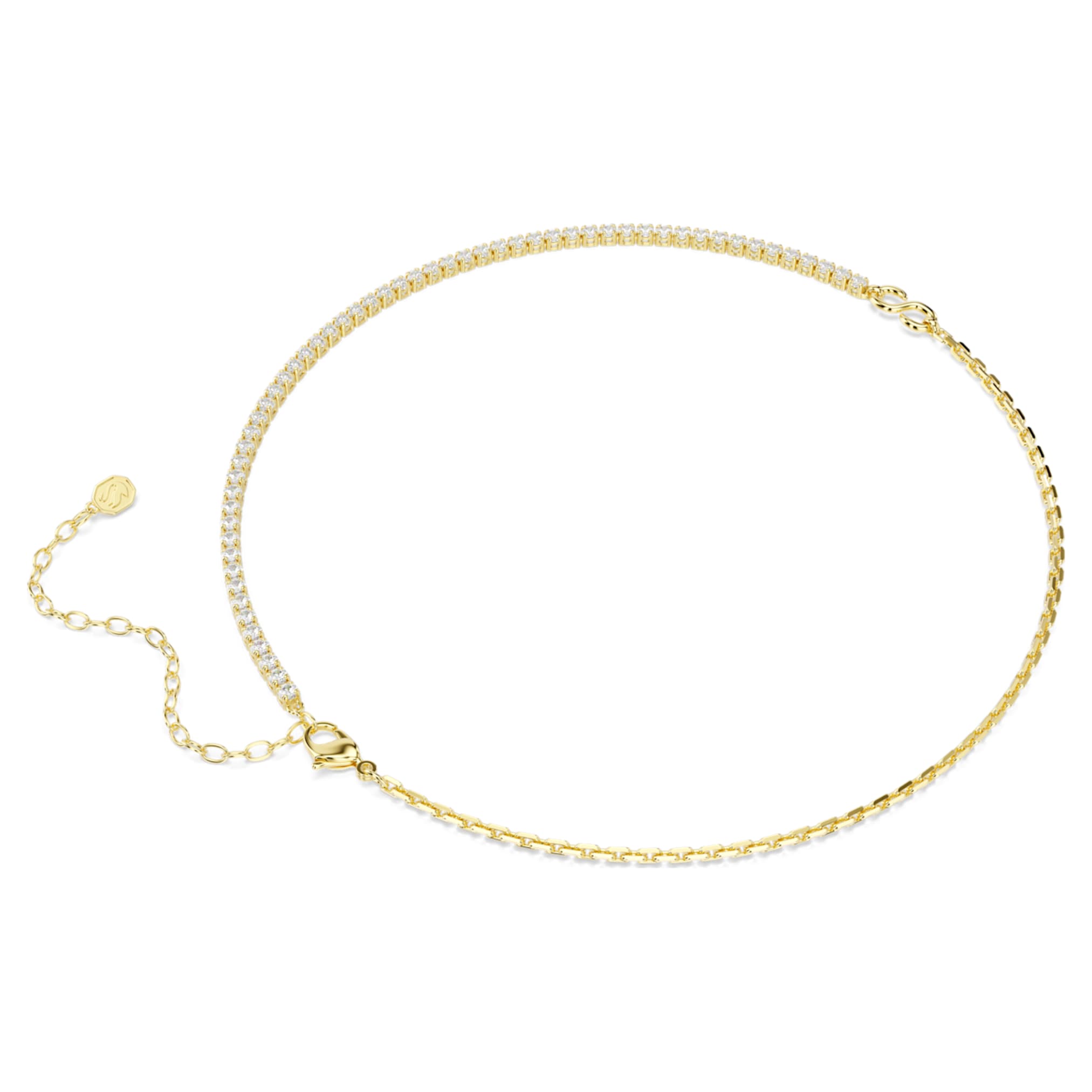 Swarovski Matrix necklace Round cut, White, 18K gold finish