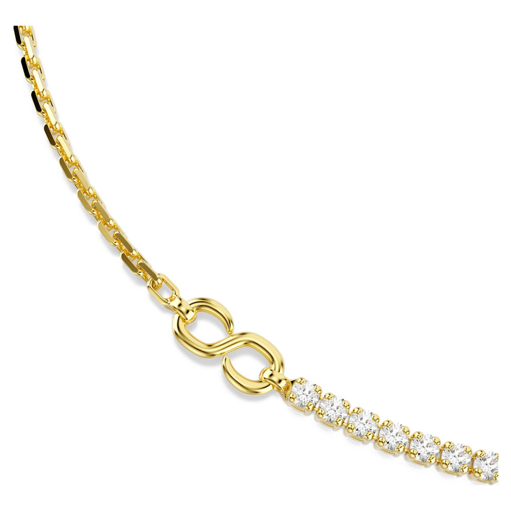 Swarovski Matrix necklace Round cut, White, 18K gold finish
