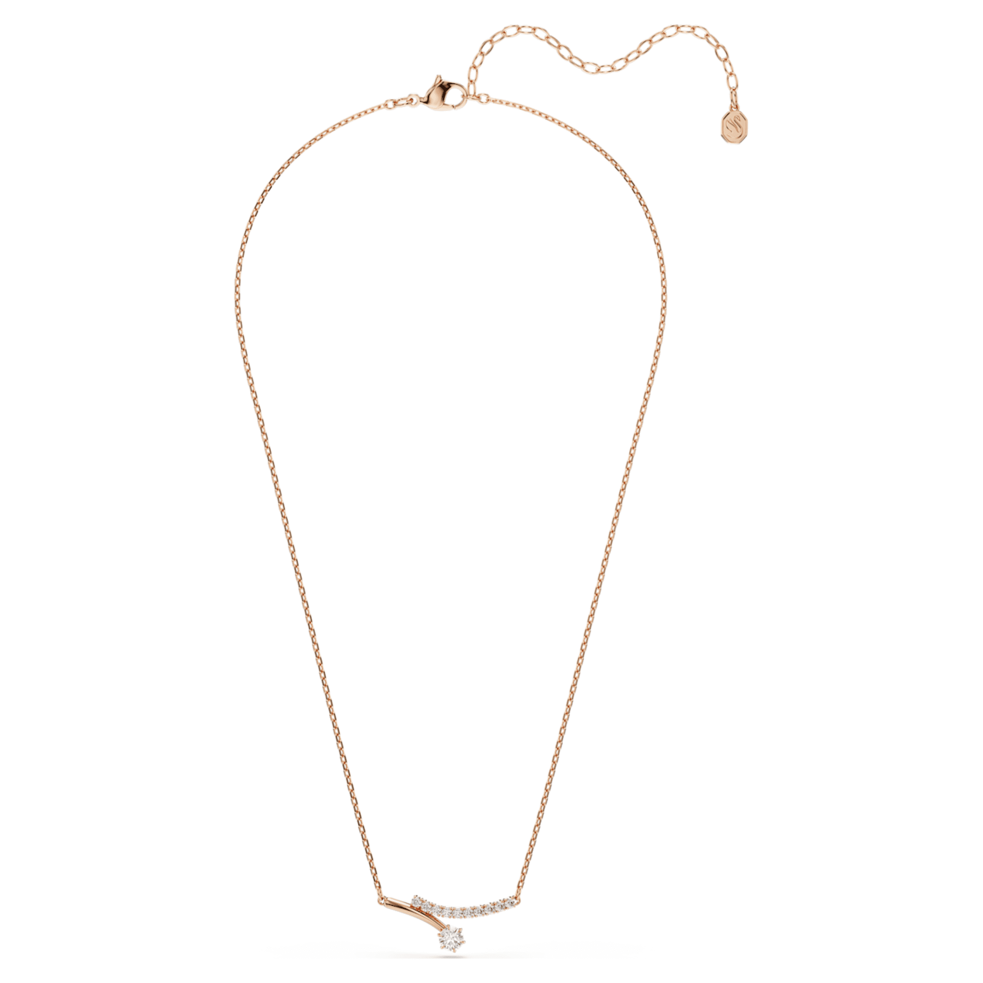 Swarovski Matrix necklace Round cut, White, 18K rose gold finish