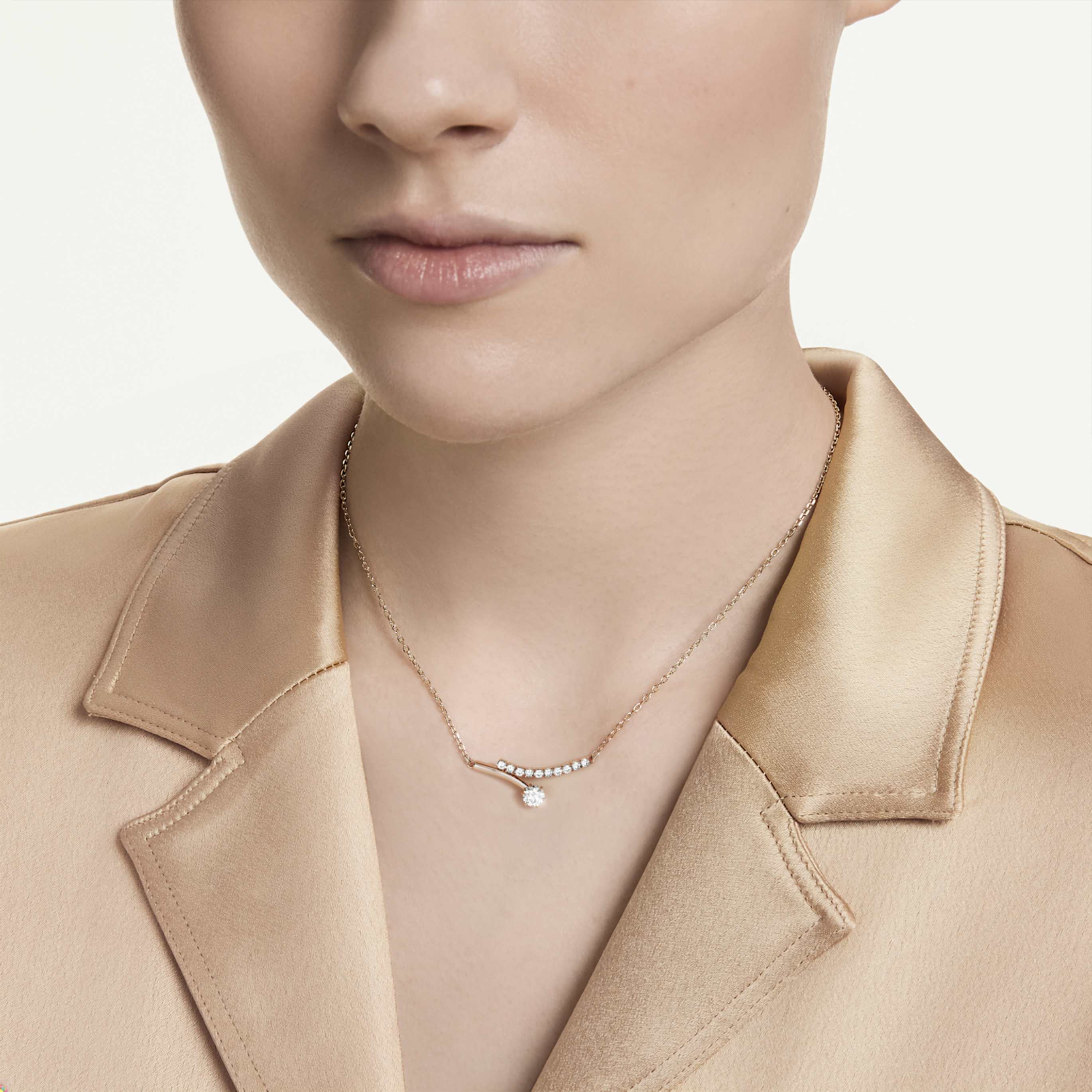 Swarovski Matrix necklace Round cut, White, 18K rose gold finish
