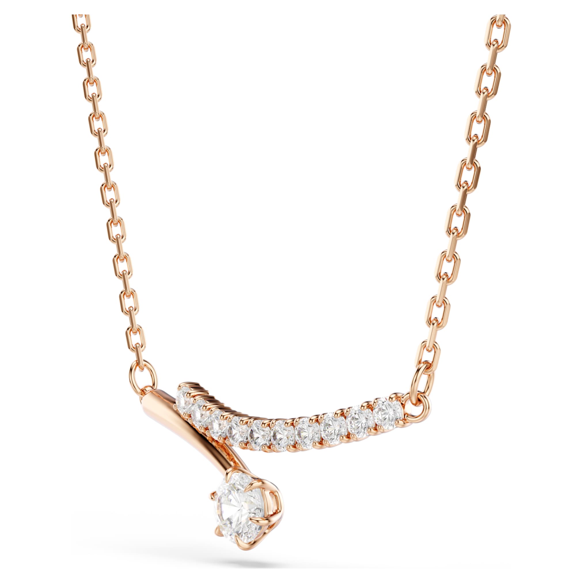 Swarovski Matrix necklace Round cut, White, 18K rose gold finish