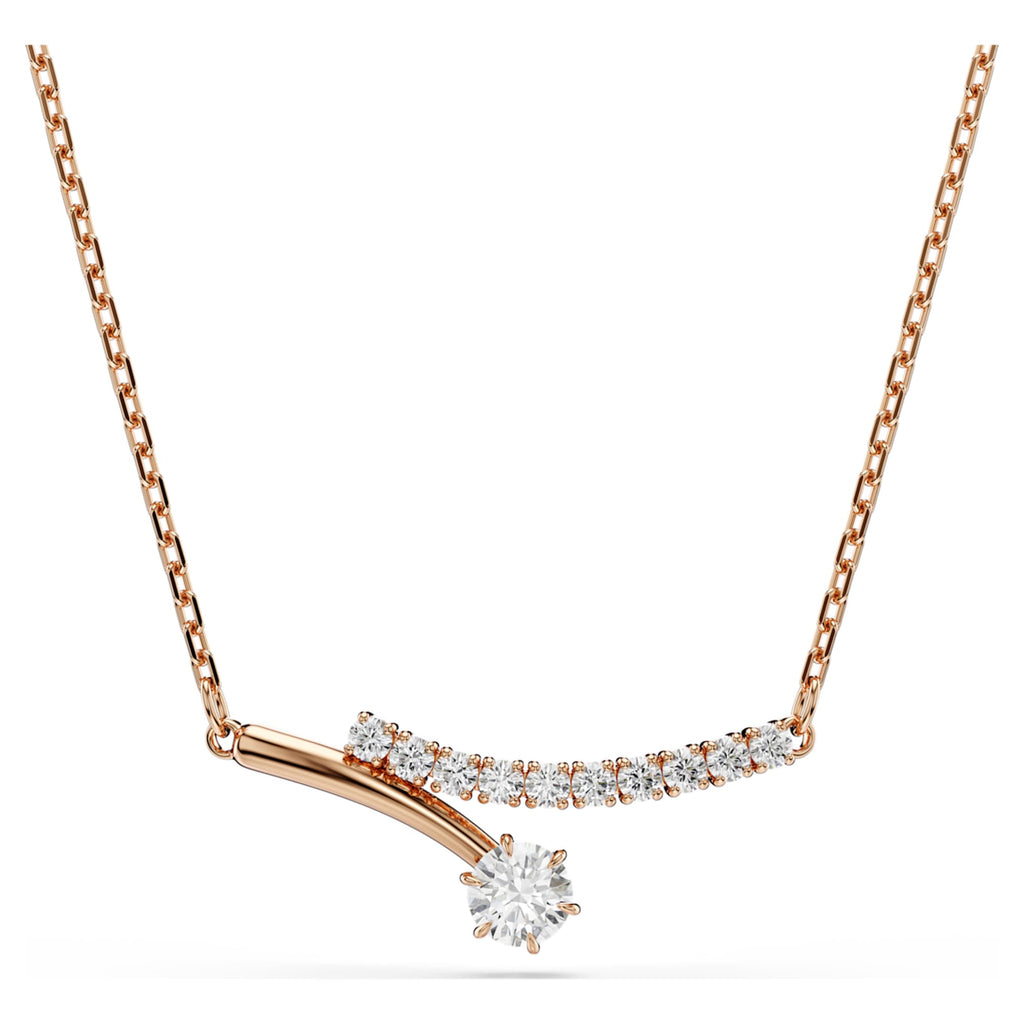 Swarovski Matrix necklace Round cut, White, 18K rose gold finish