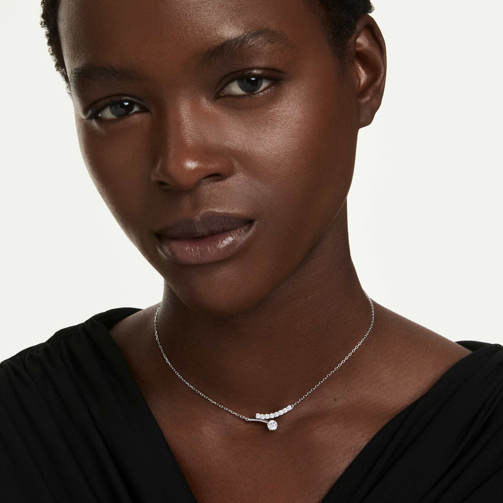 Swarovski Matrix necklace Round cut, White, 18K rose gold finish