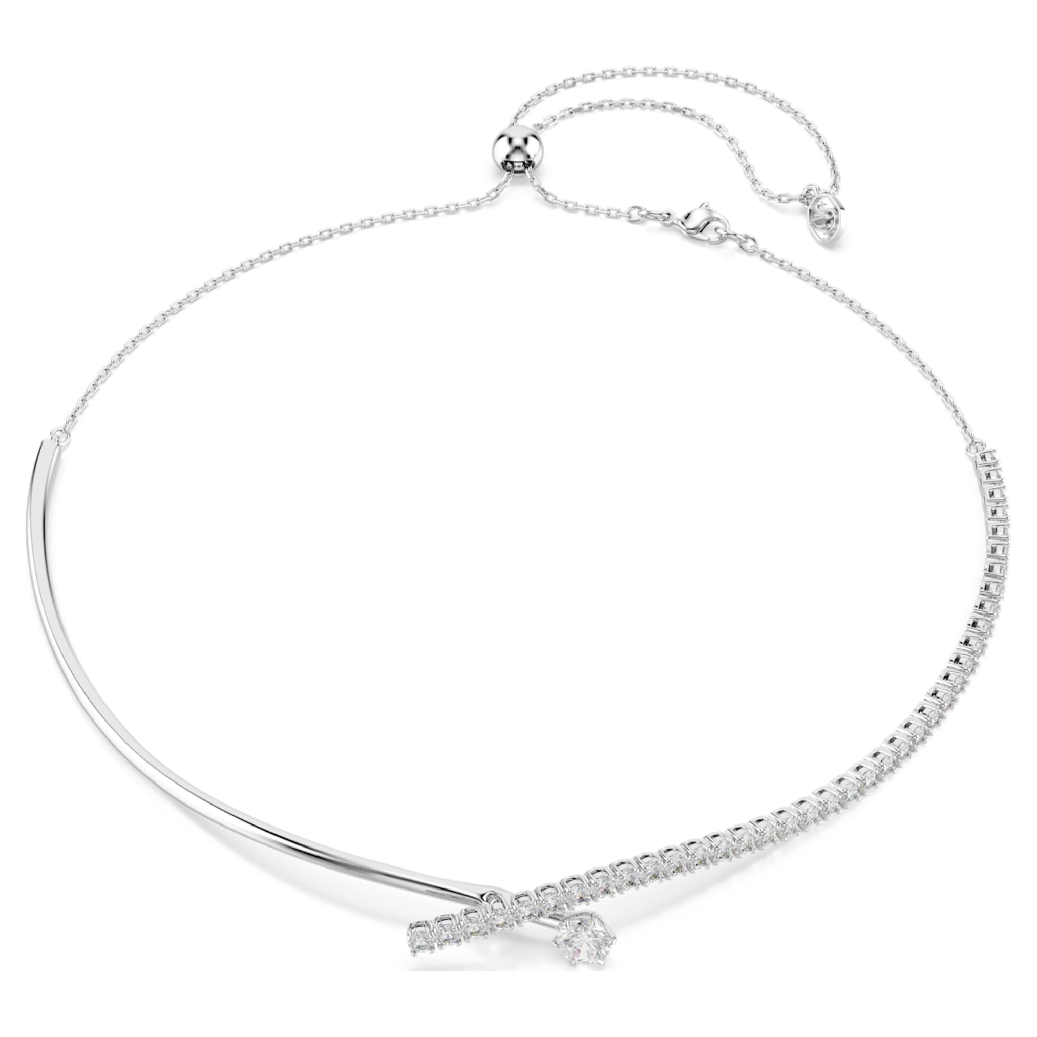 Swarovski Matrix necklace Round cut, White, Rhodium plated