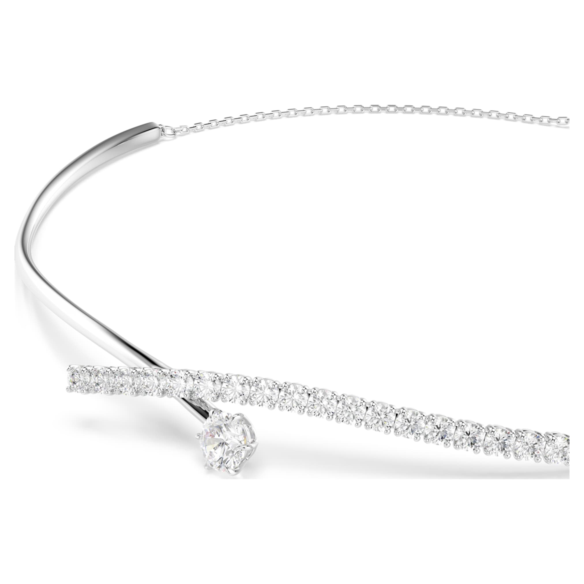 Swarovski Matrix necklace Round cut, White, Rhodium plated