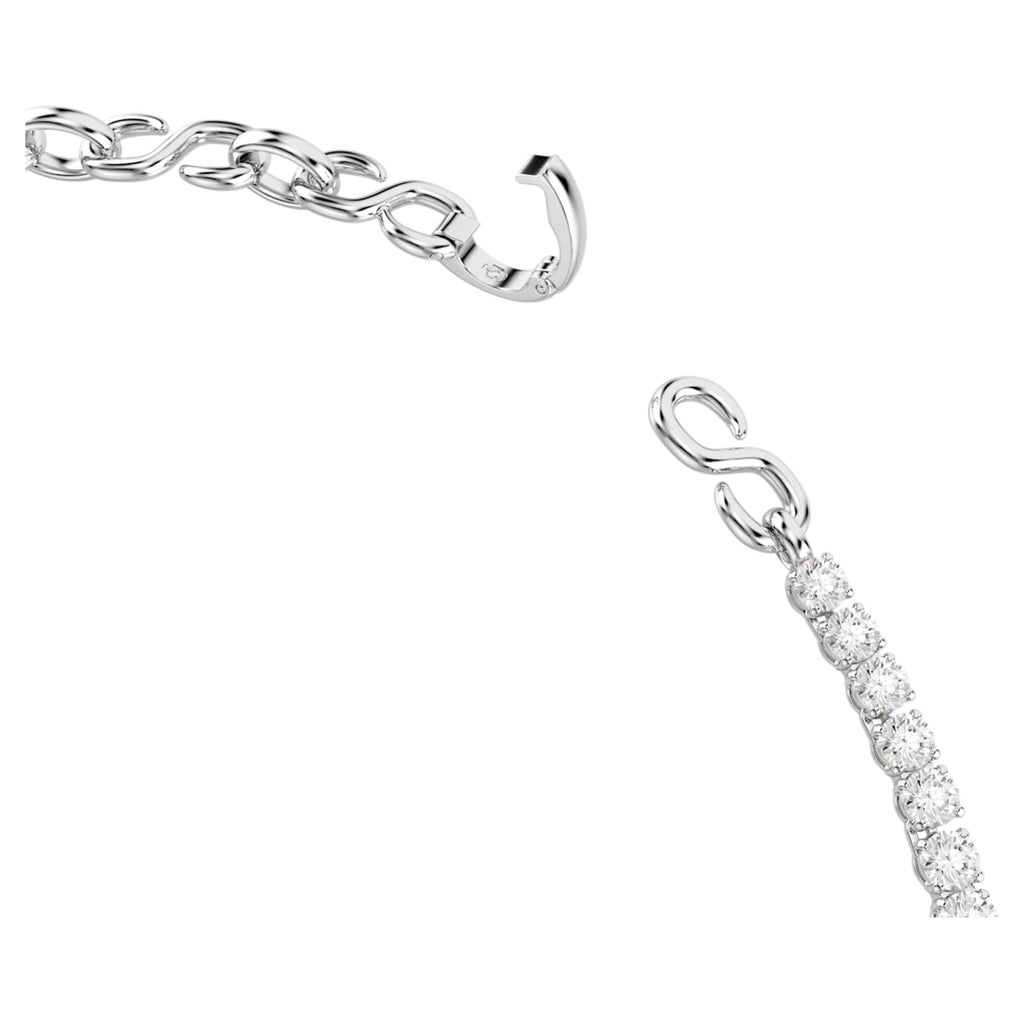 Swarovski Matrix necklace S-shape, Round cut, White, Rhodium plated