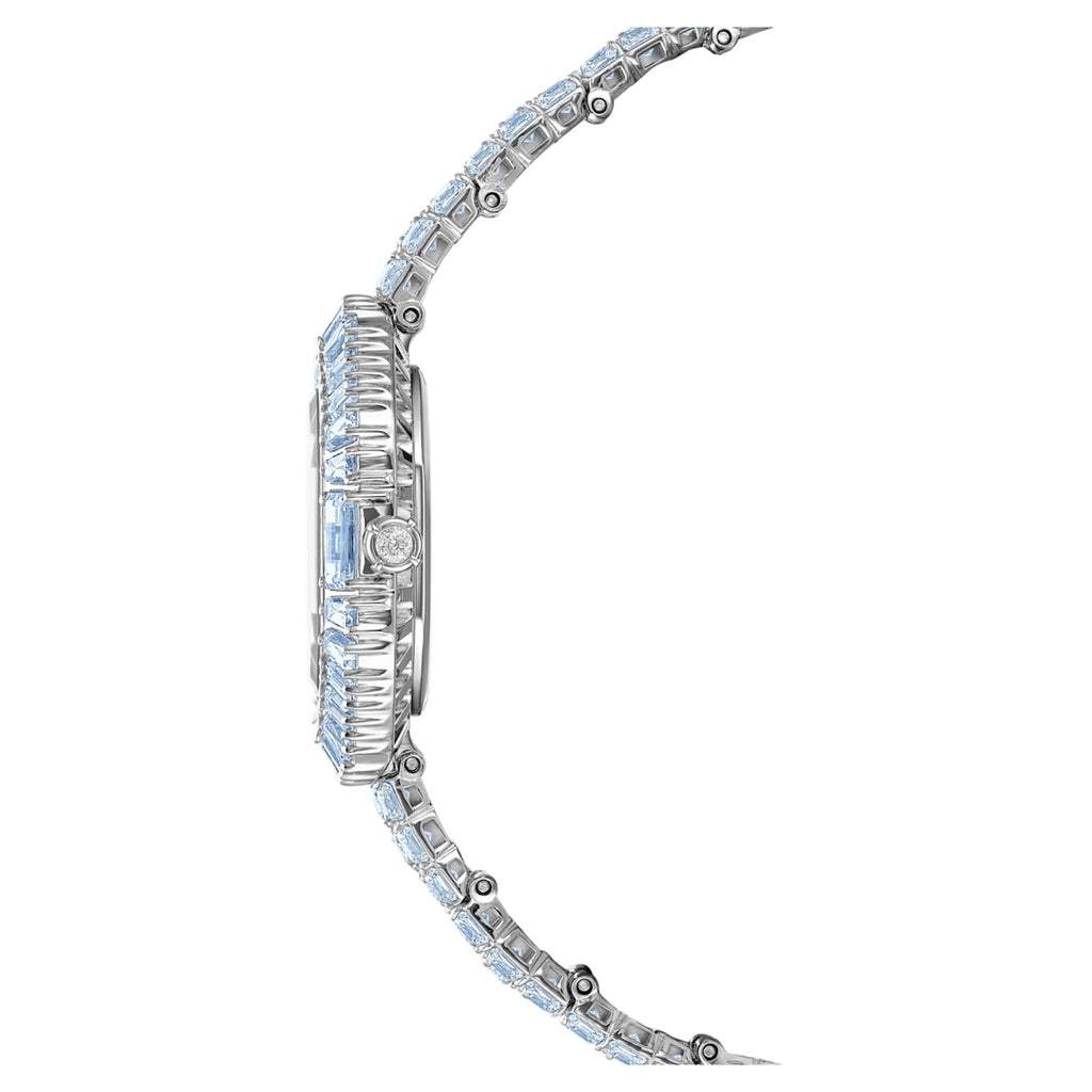 Swarovski Matrix octagon watch Baguette cut, Metal bracelet, Blue, Stainless steel