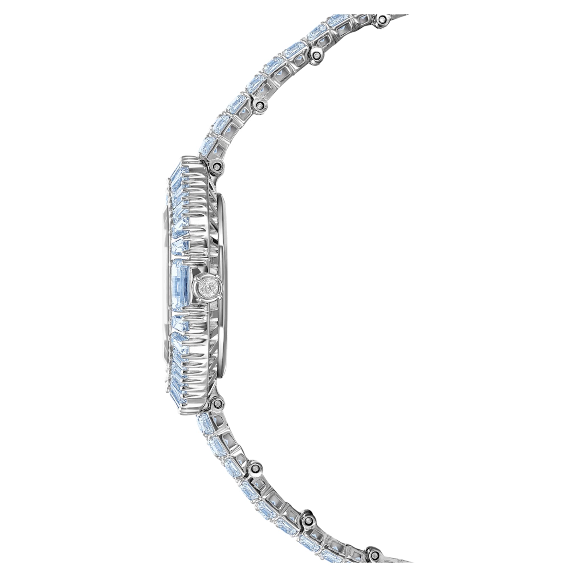 Swarovski Matrix octagon watch Baguette cut, Metal bracelet, Blue, Stainless steel