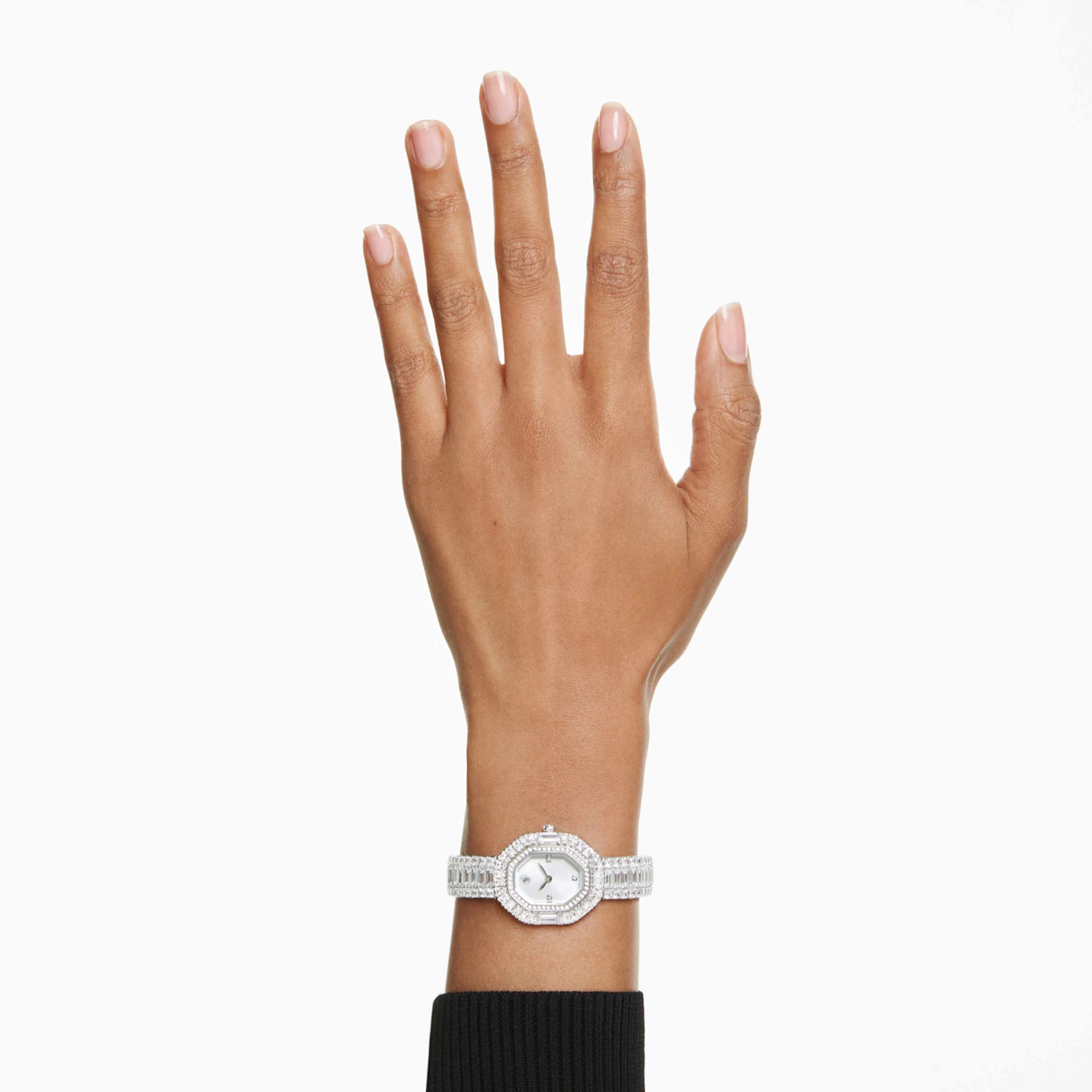 Swarovski Matrix octagon watch Baguette cut, Metal bracelet, Silver tone, Stainless steel