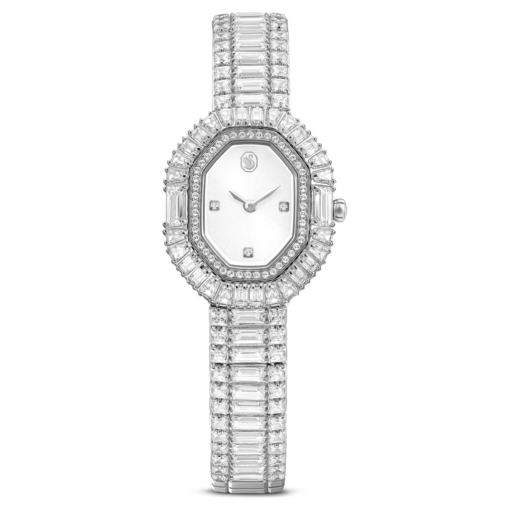 Swarovski Matrix octagon watch Baguette cut, Metal bracelet, Silver tone, Stainless steel