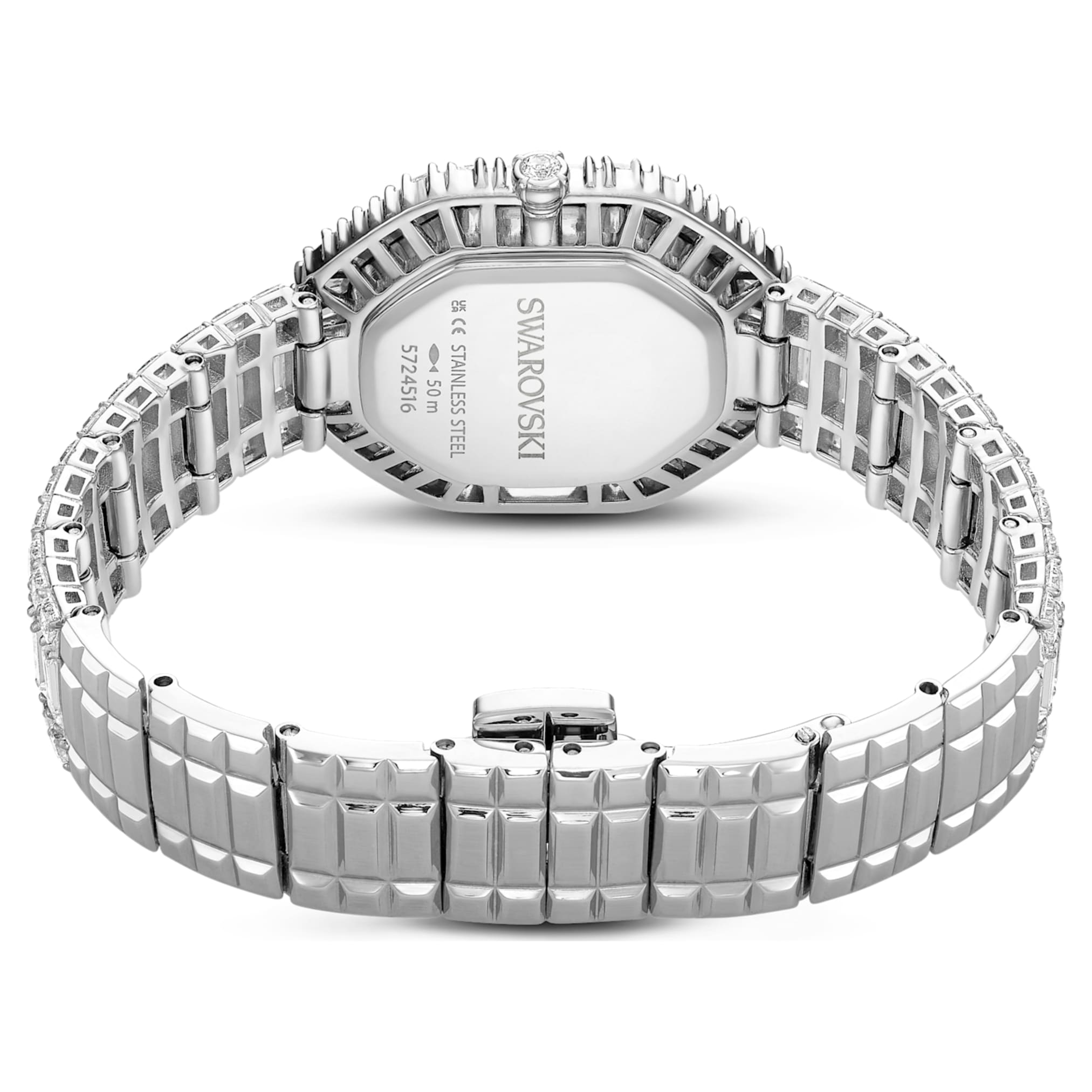 Swarovski Matrix octagon watch Baguette cut, Metal bracelet, Silver tone, Stainless steel