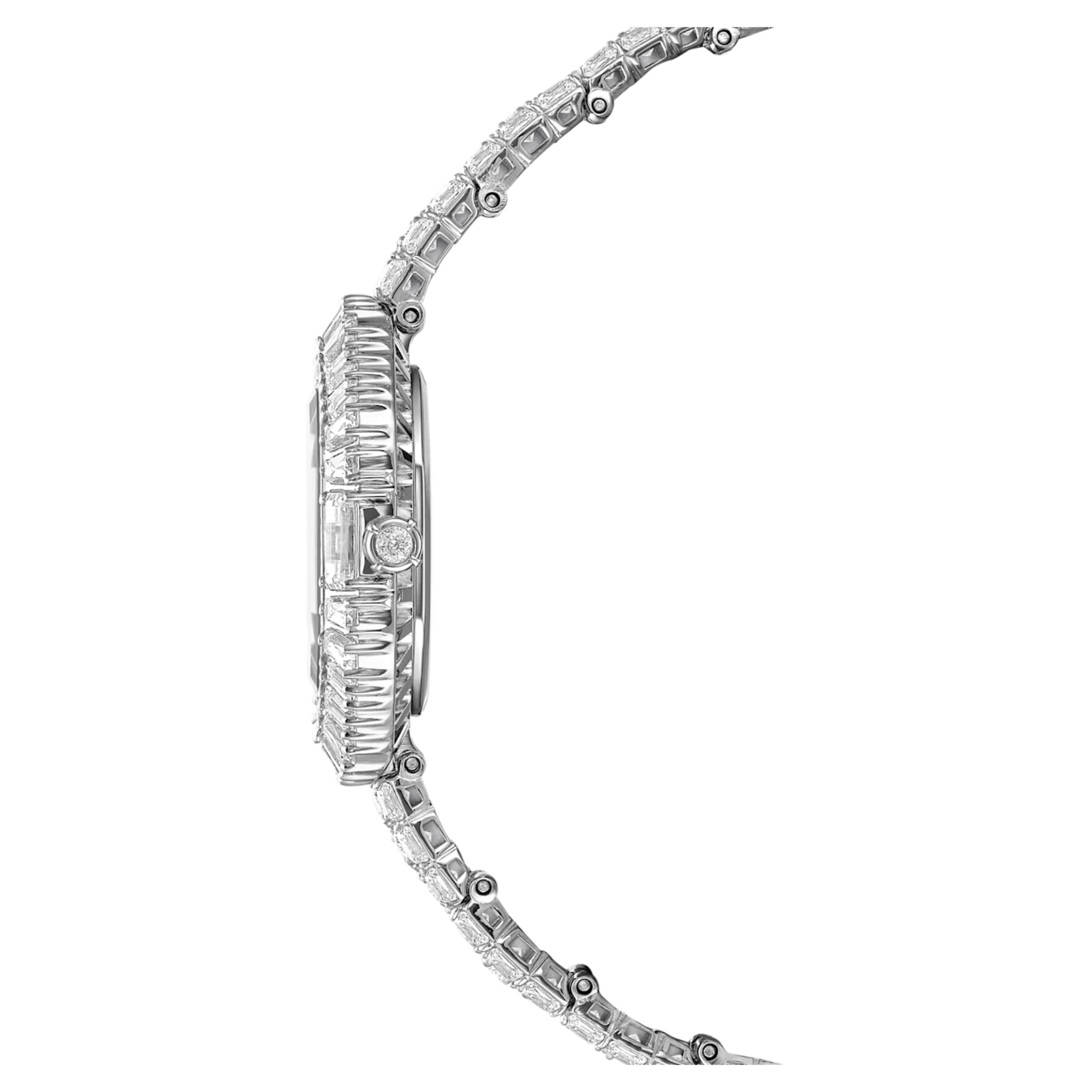 Swarovski Matrix octagon watch Baguette cut, Metal bracelet, Silver tone, Stainless steel