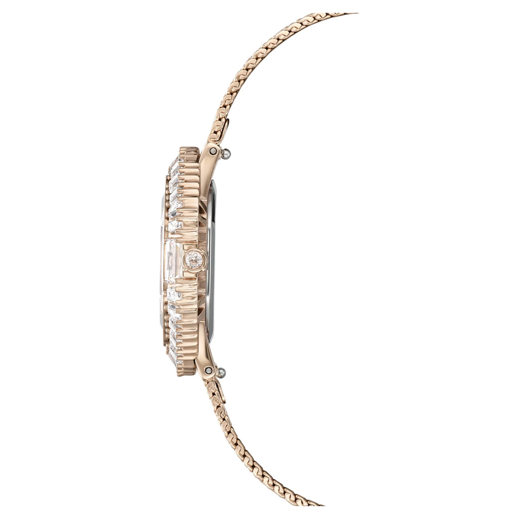 Swarovski Matrix octagon watch Metal bracelet, Gold tone, Champagne gold-tone finish