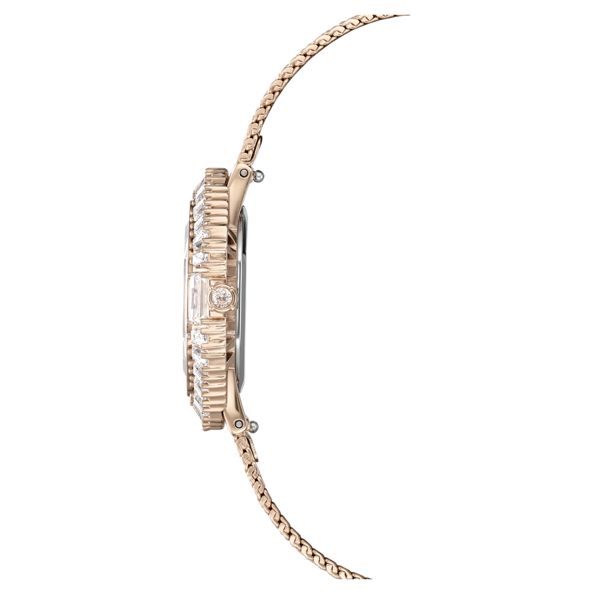 Swarovski Matrix octagon watch Metal bracelet, Gold tone, Champagne gold-tone finish