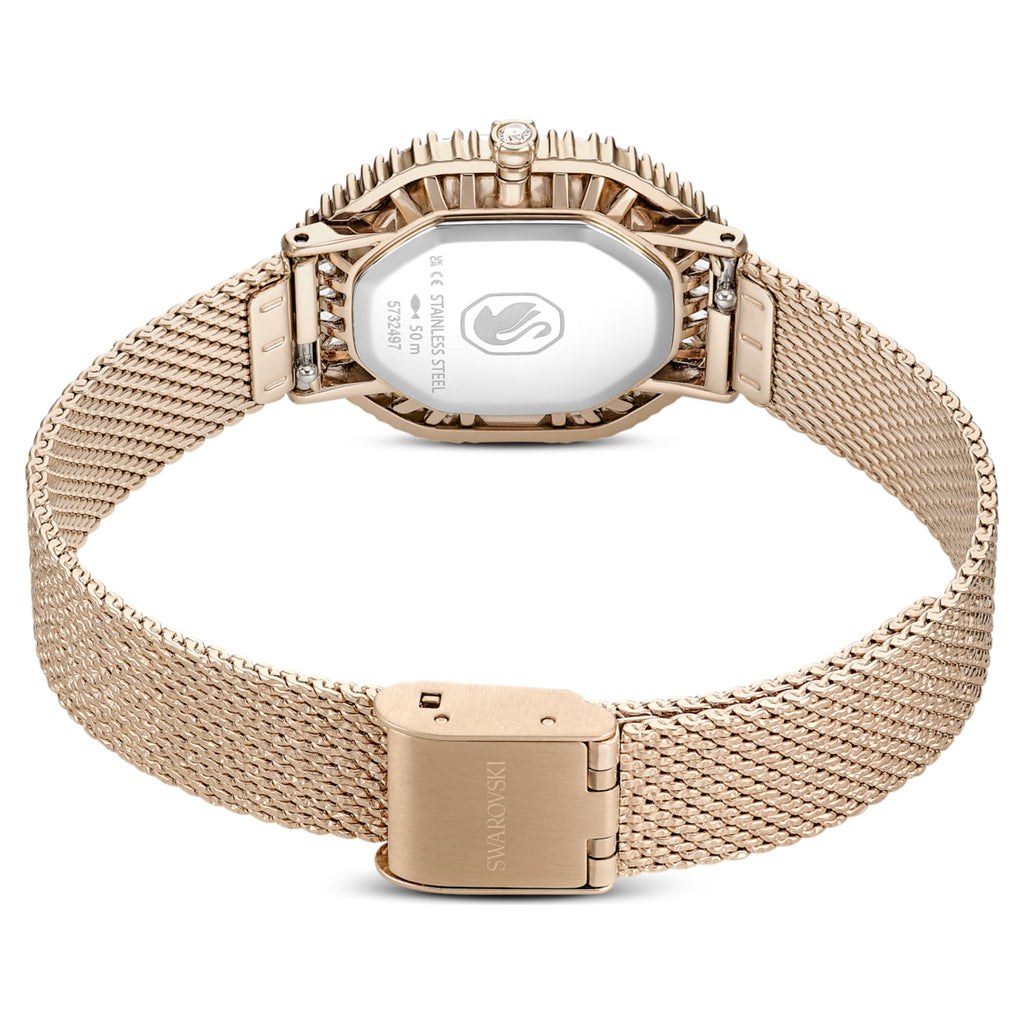 Swarovski Matrix octagon watch Metal bracelet, Gold tone, Champagne gold-tone finish