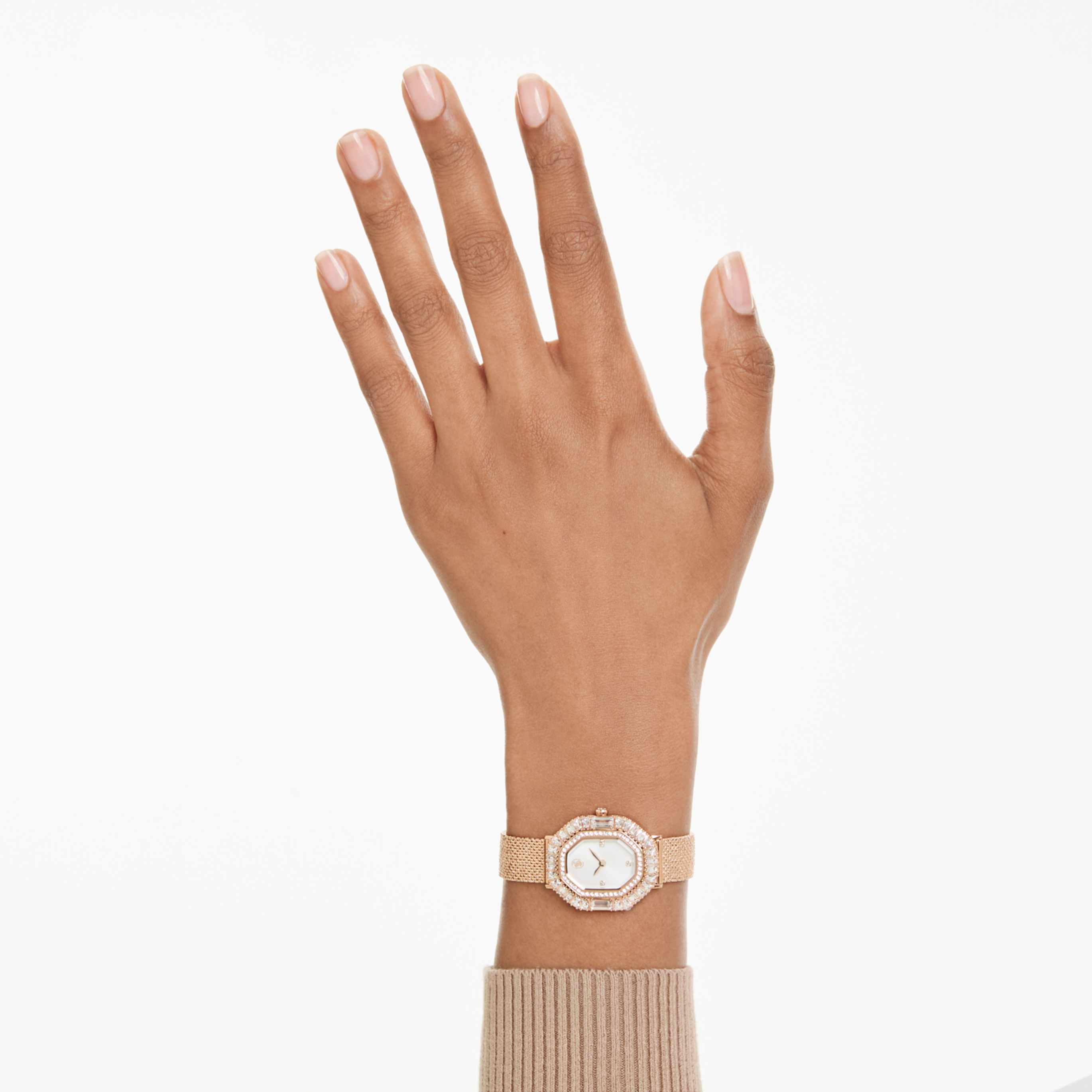 Swarovski Matrix octagon watch Metal bracelet, Gold tone, Champagne gold-tone finish