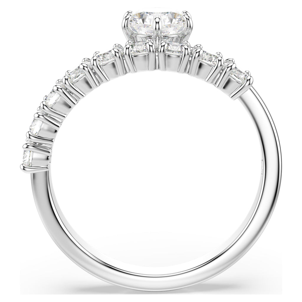 Swarovski Matrix open ring Round cut, White, Rhodium plated