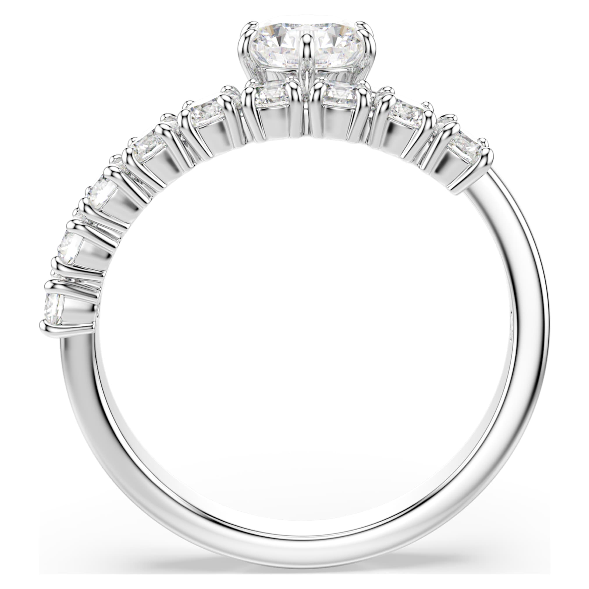 Swarovski Matrix open ring Round cut, White, Rhodium plated