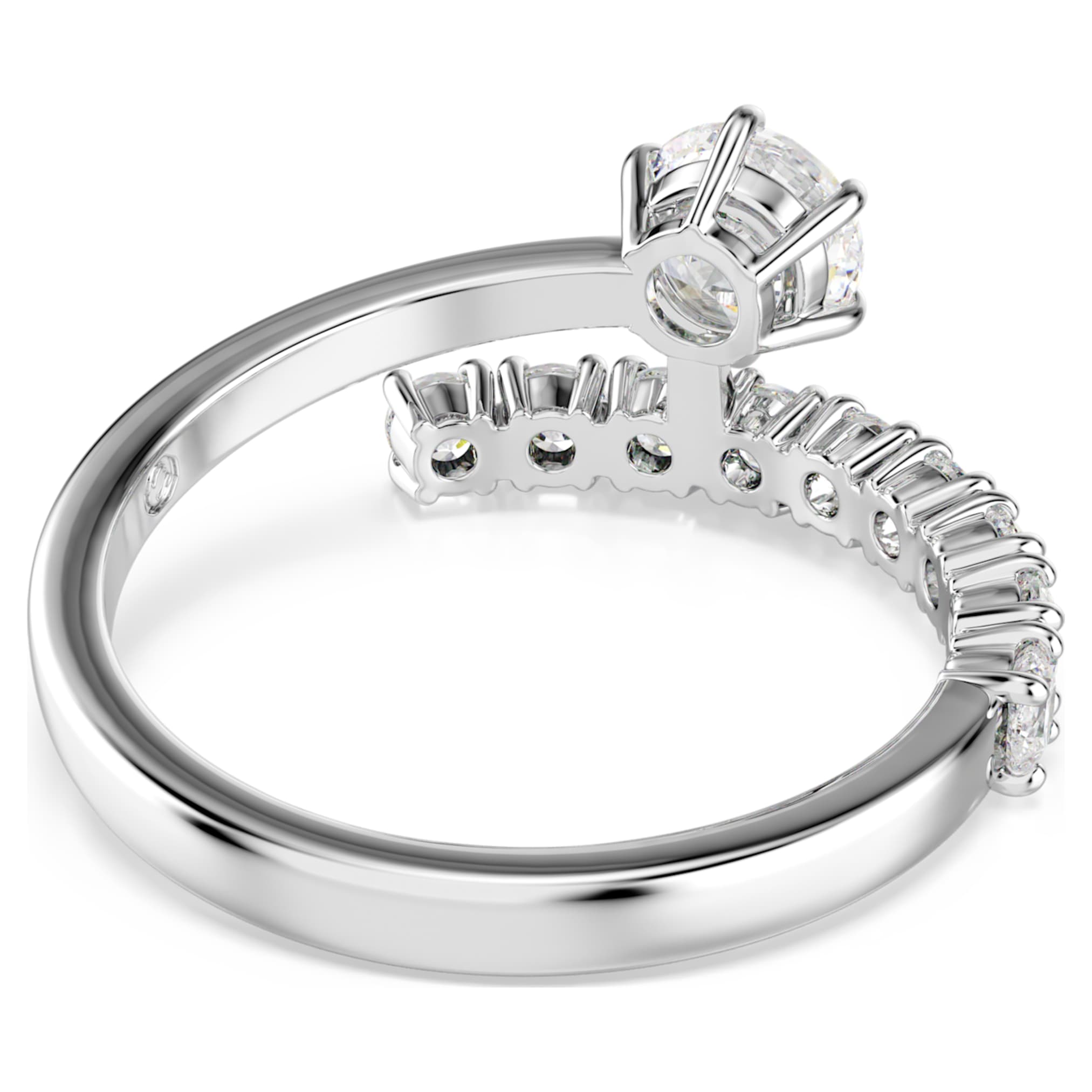 Swarovski Matrix open ring Round cut, White, Rhodium plated
