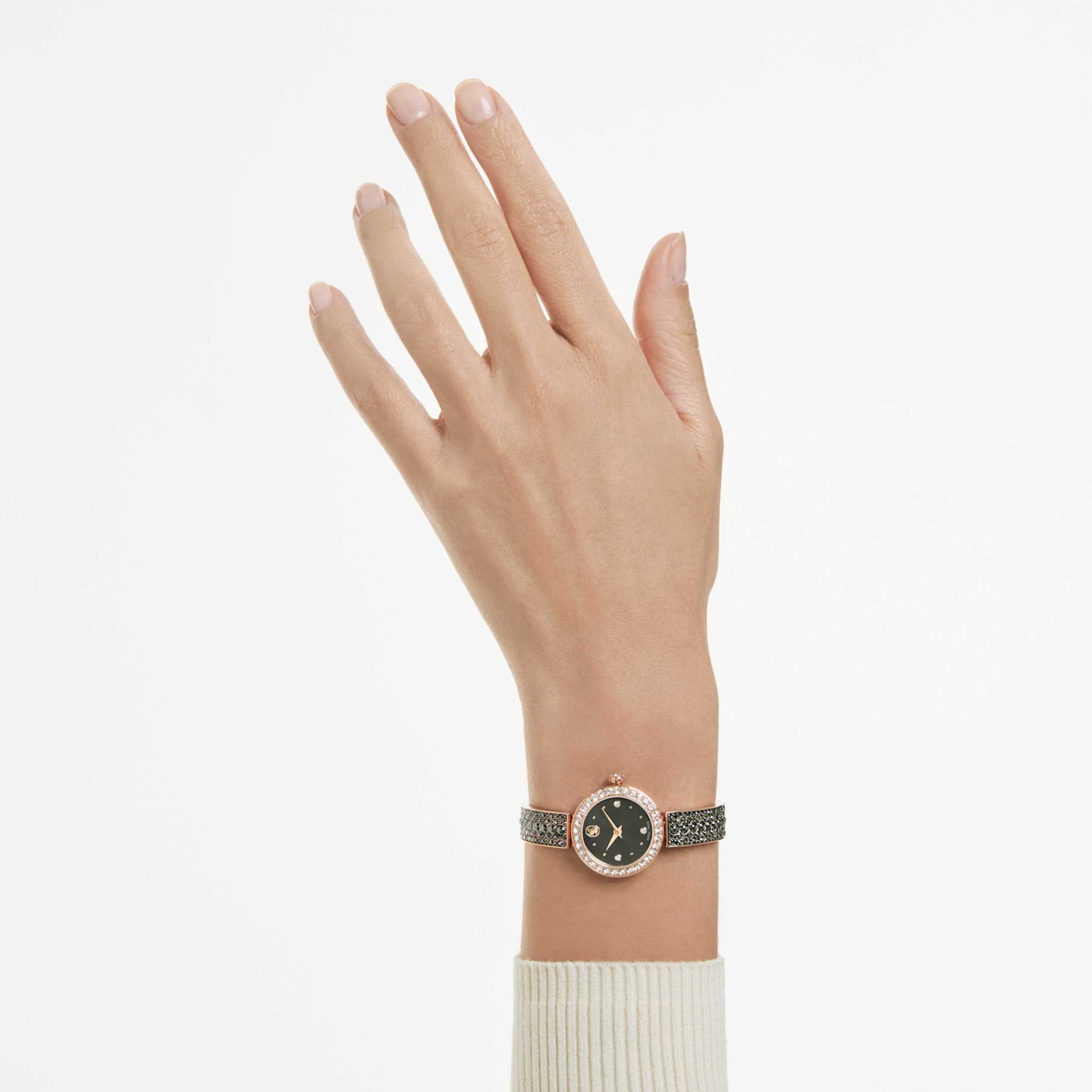 Swarovski Matrix pearl bangle watch Swiss Made, Crystal bracelet, White, Stainless steel