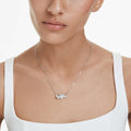 Swarovski Matrix pendant Baguette cut, Knot, White, Rhodium plated