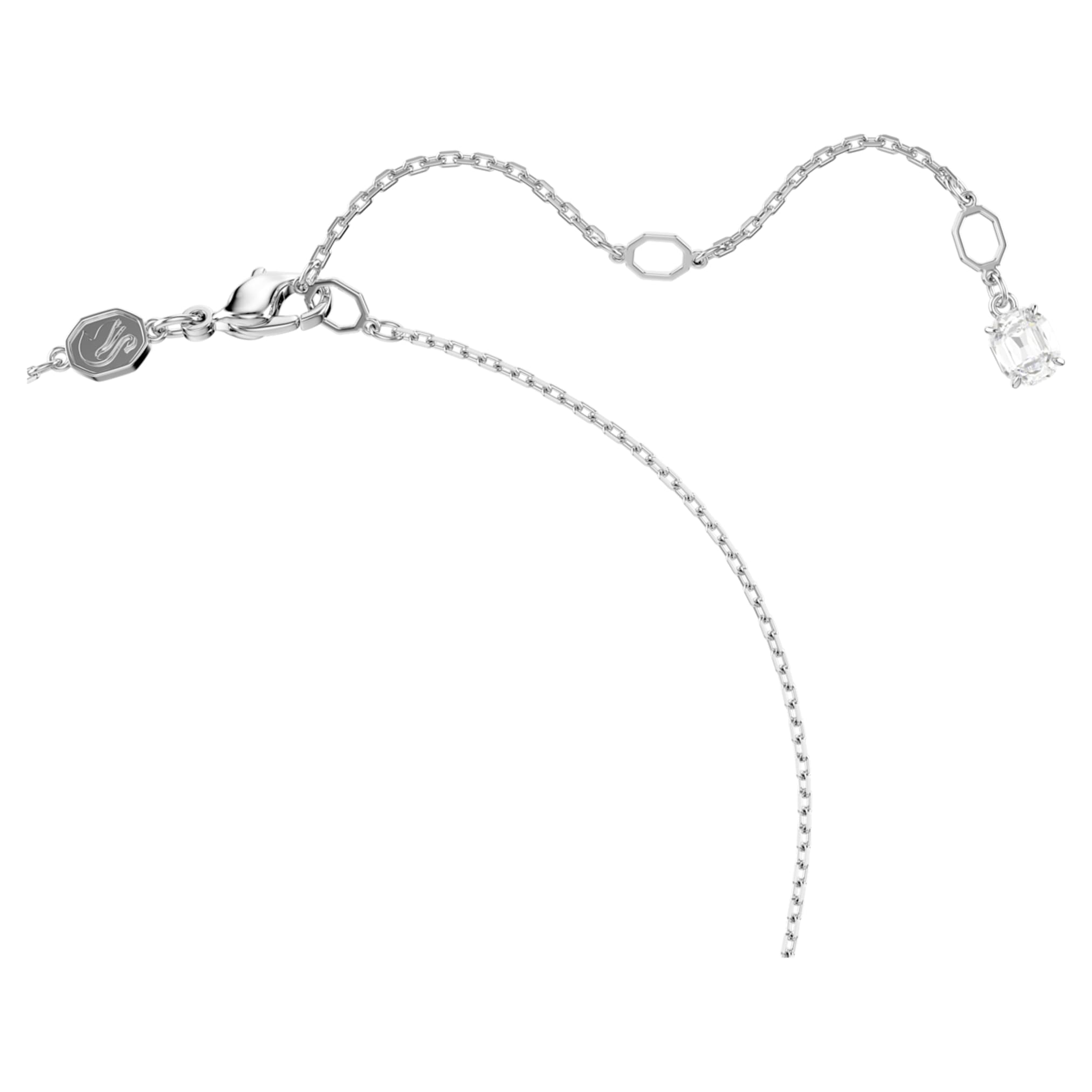 Swarovski Matrix pendant Baguette cut, Knot, White, Rhodium plated