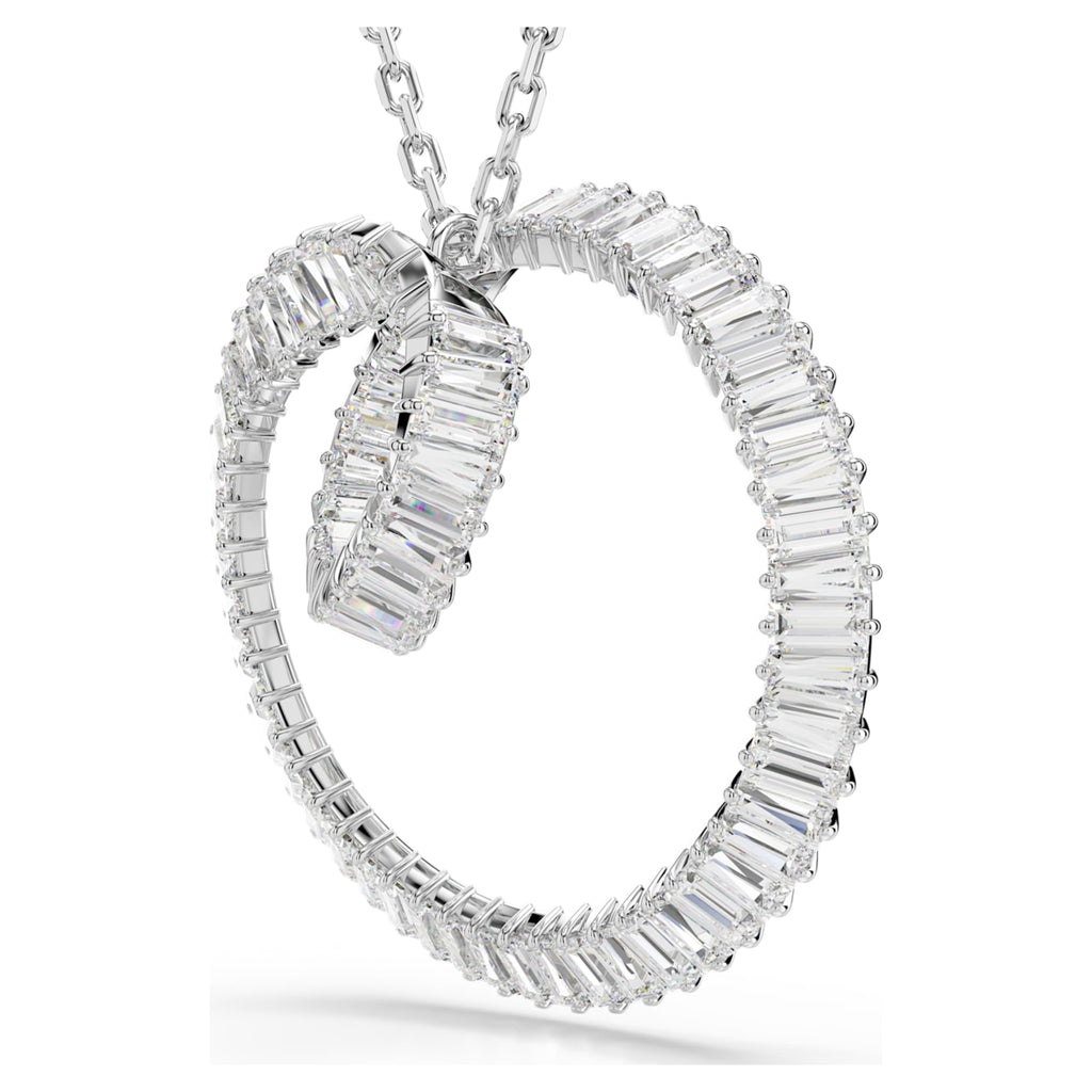 Swarovski Matrix pendant Baguette cut, White, Rhodium plated