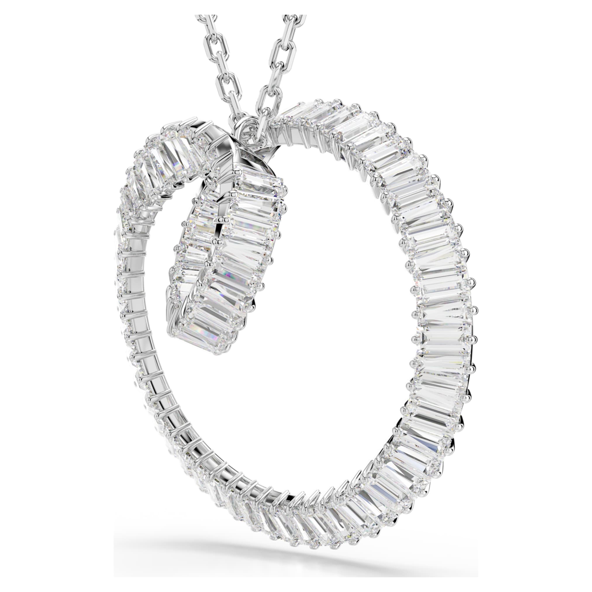 Swarovski Matrix pendant Baguette cut, White, Rhodium plated
