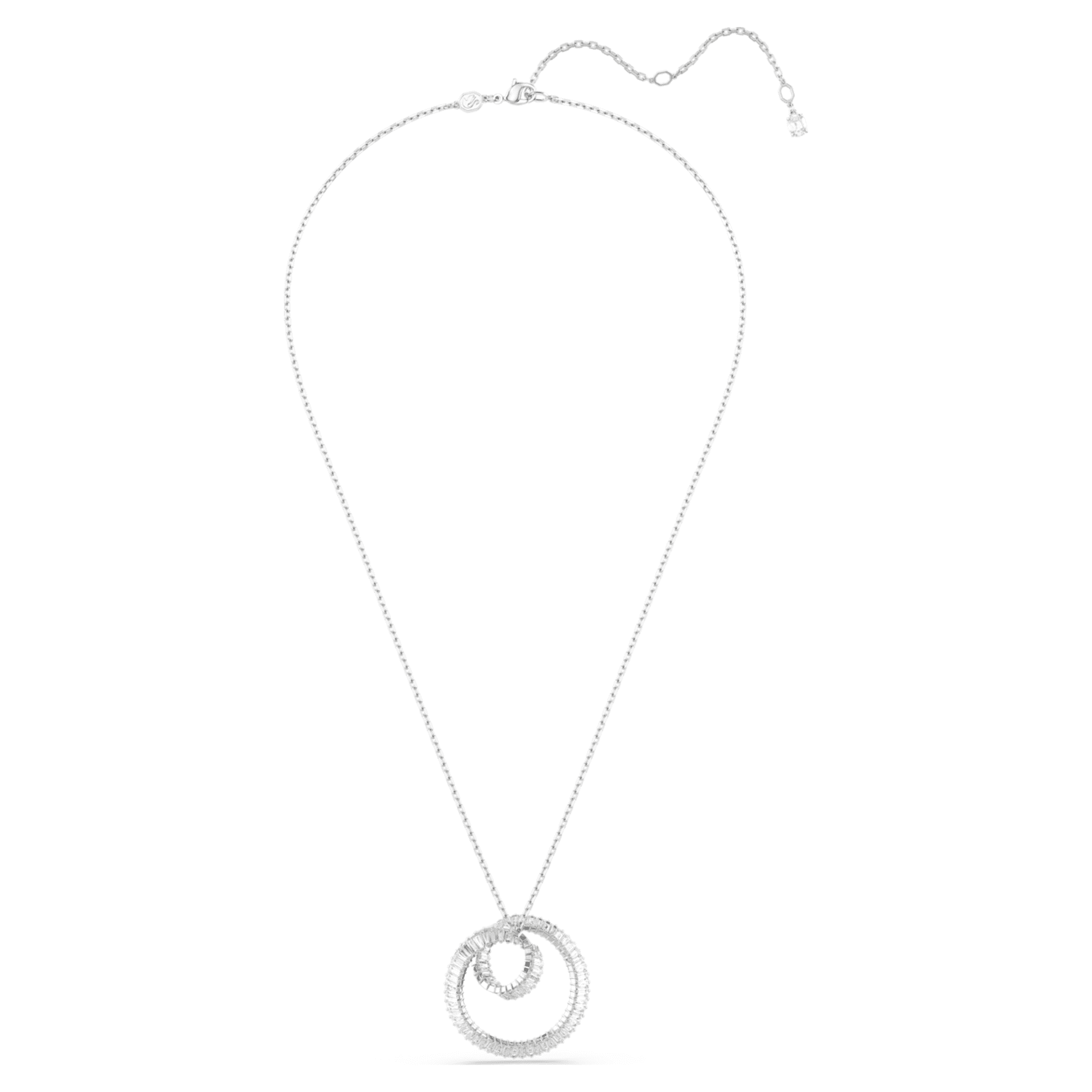 Swarovski Matrix pendant Baguette cut, White, Rhodium plated