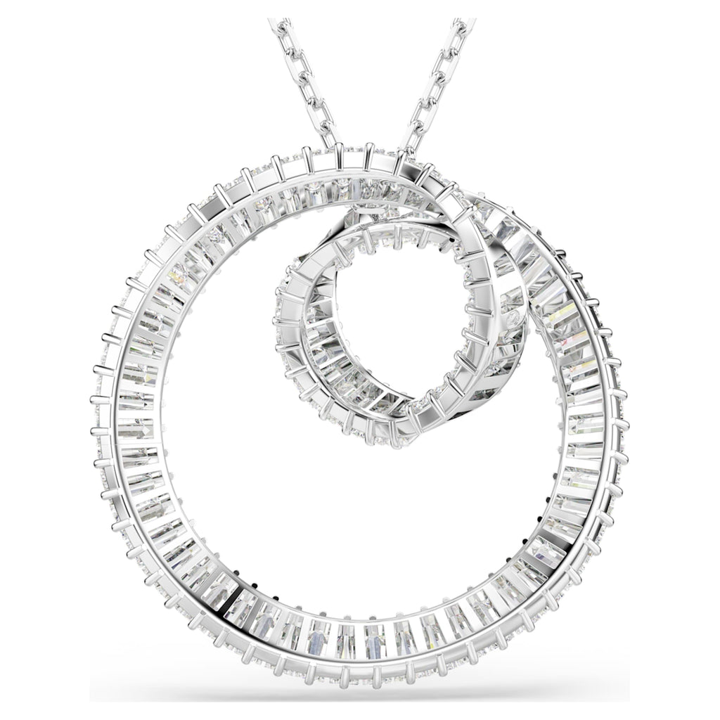 Swarovski Matrix pendant Baguette cut, White, Rhodium plated