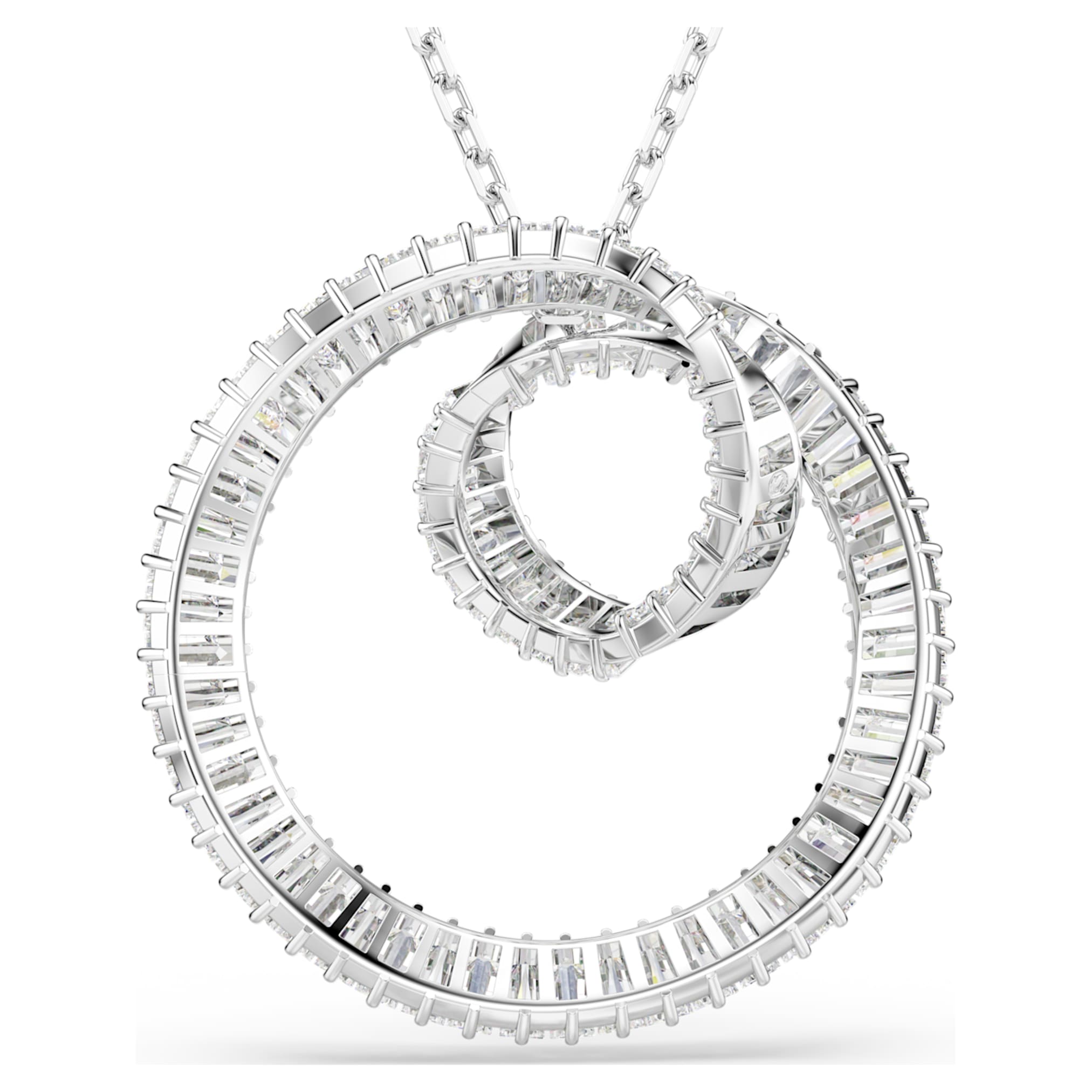 Swarovski Matrix pendant Baguette cut, White, Rhodium plated