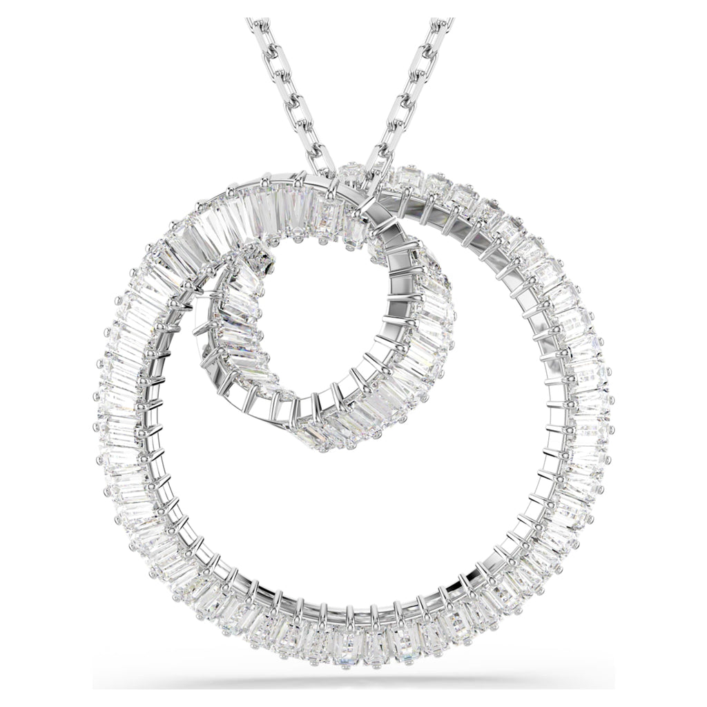 Swarovski Matrix pendant Baguette cut, White, Rhodium plated