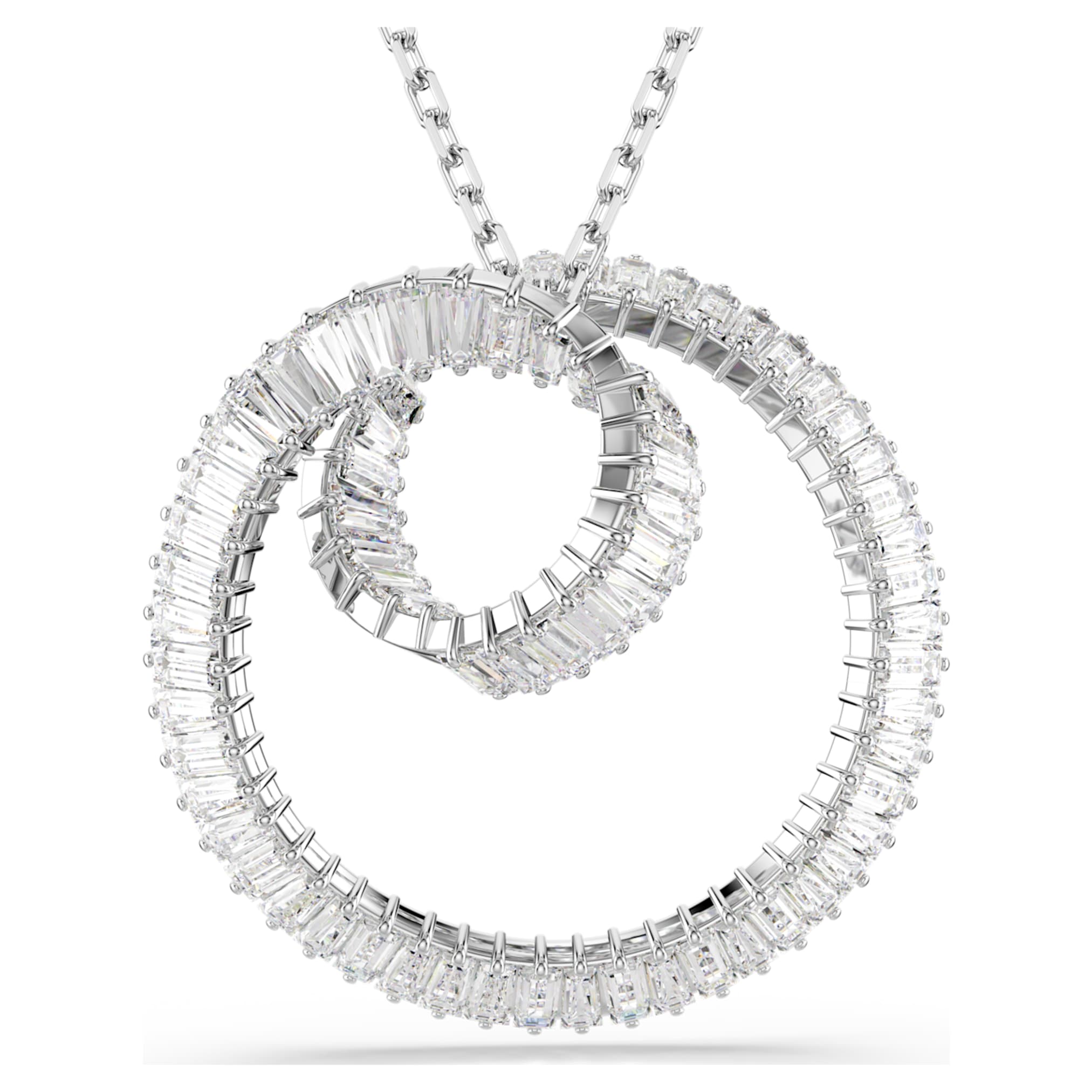 Swarovski Matrix pendant Baguette cut, White, Rhodium plated