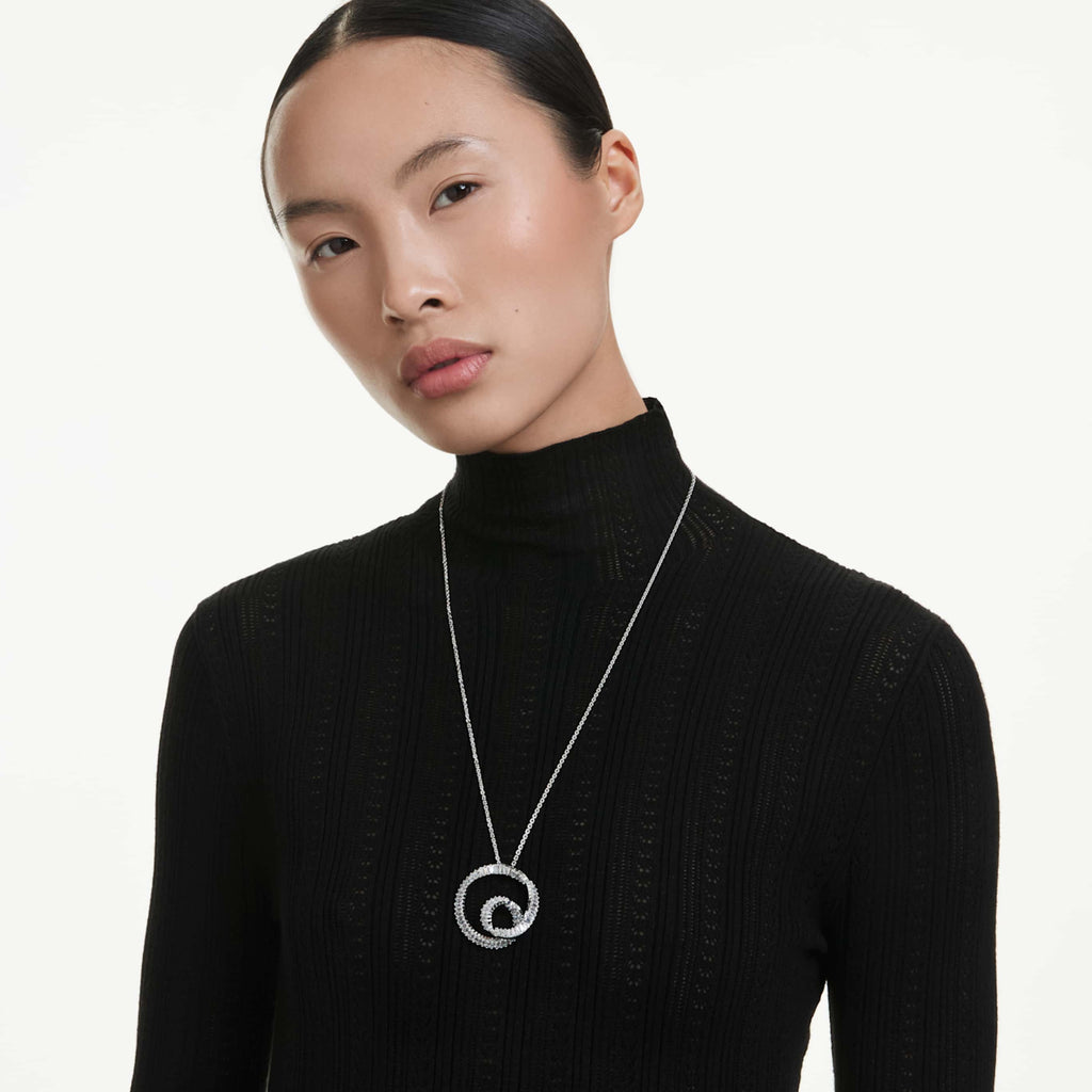 Swarovski Matrix pendant Baguette cut, White, Rhodium plated