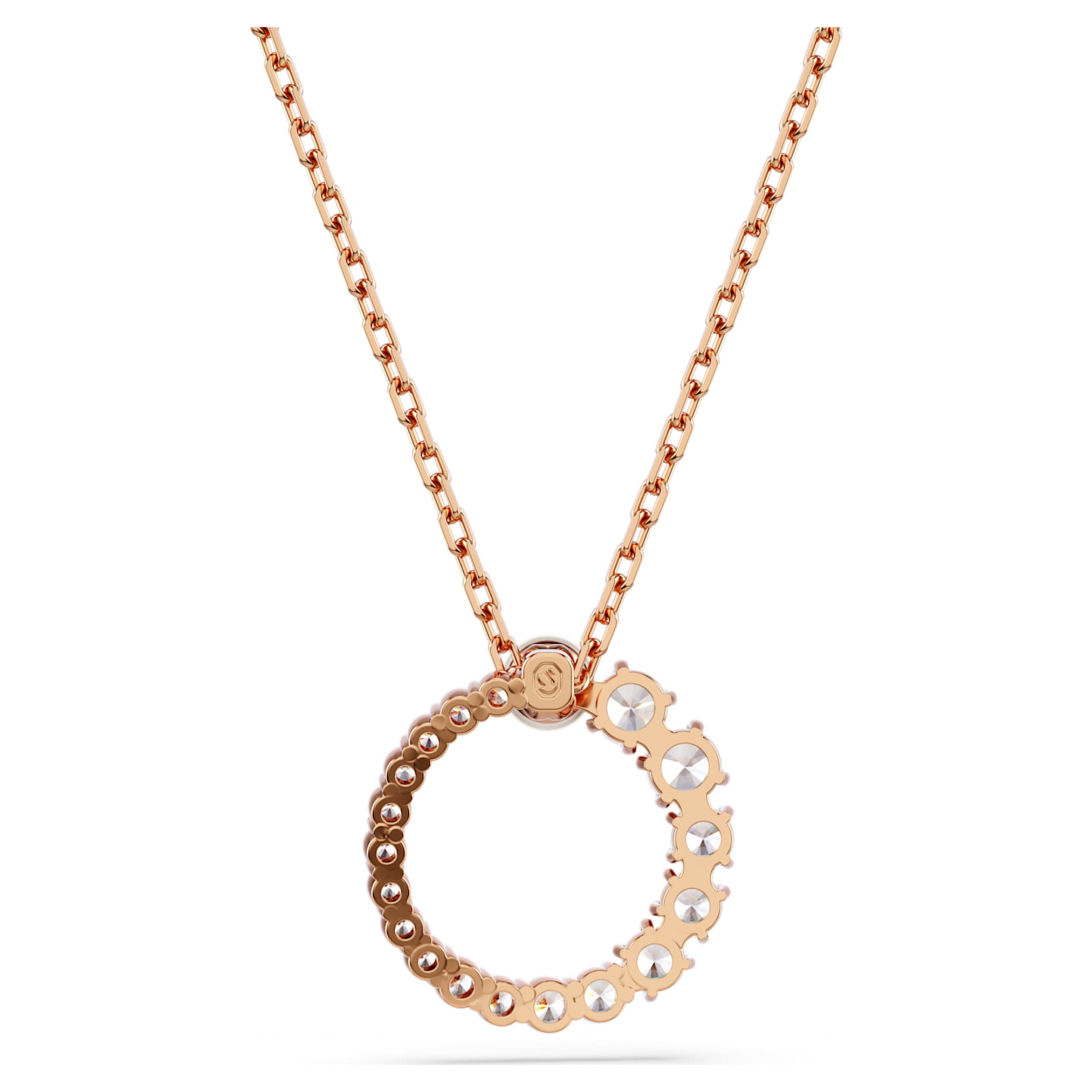 Swarovski Matrix pendant Crystal pearl, Round cut, White, 18K rose gold finish