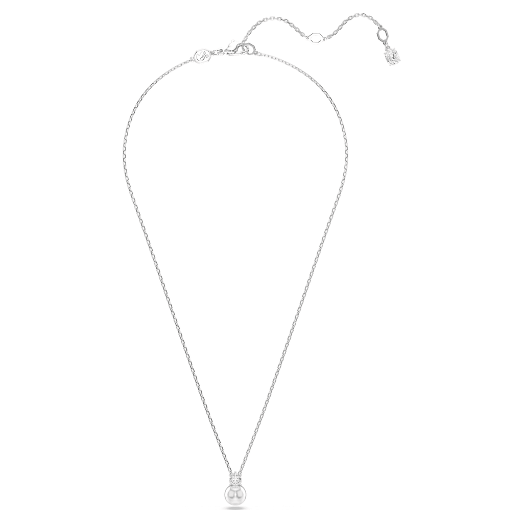 Swarovski Matrix pendant Crystal pearl, Round cut, White, Rhodium plated
