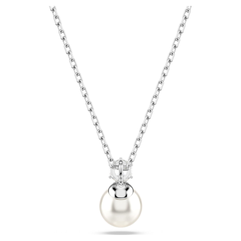 Swarovski Matrix pendant Crystal pearl, Round cut, White, Rhodium plated